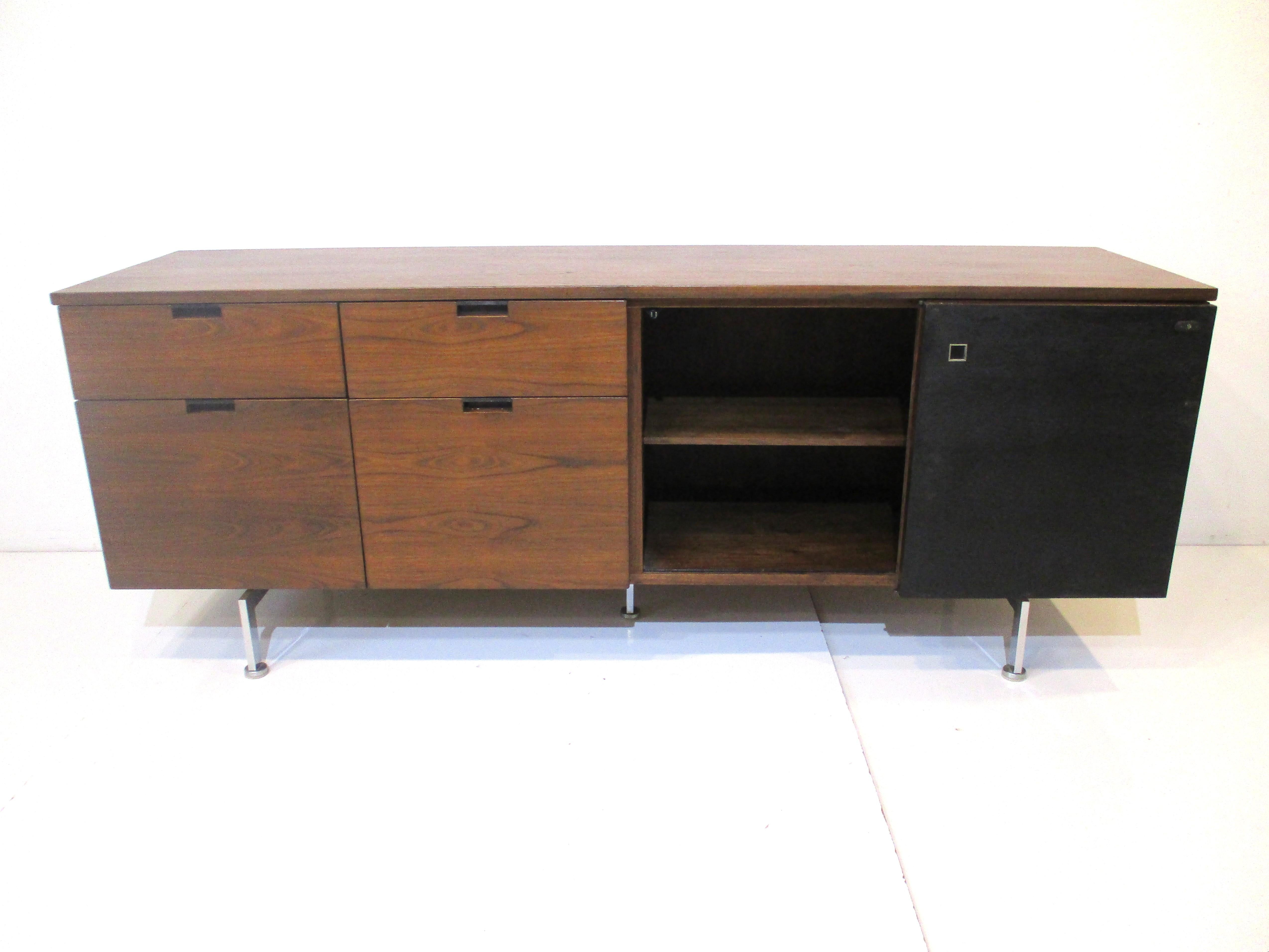 20th Century Walnut Credenza in the style of Knoll by Robert John