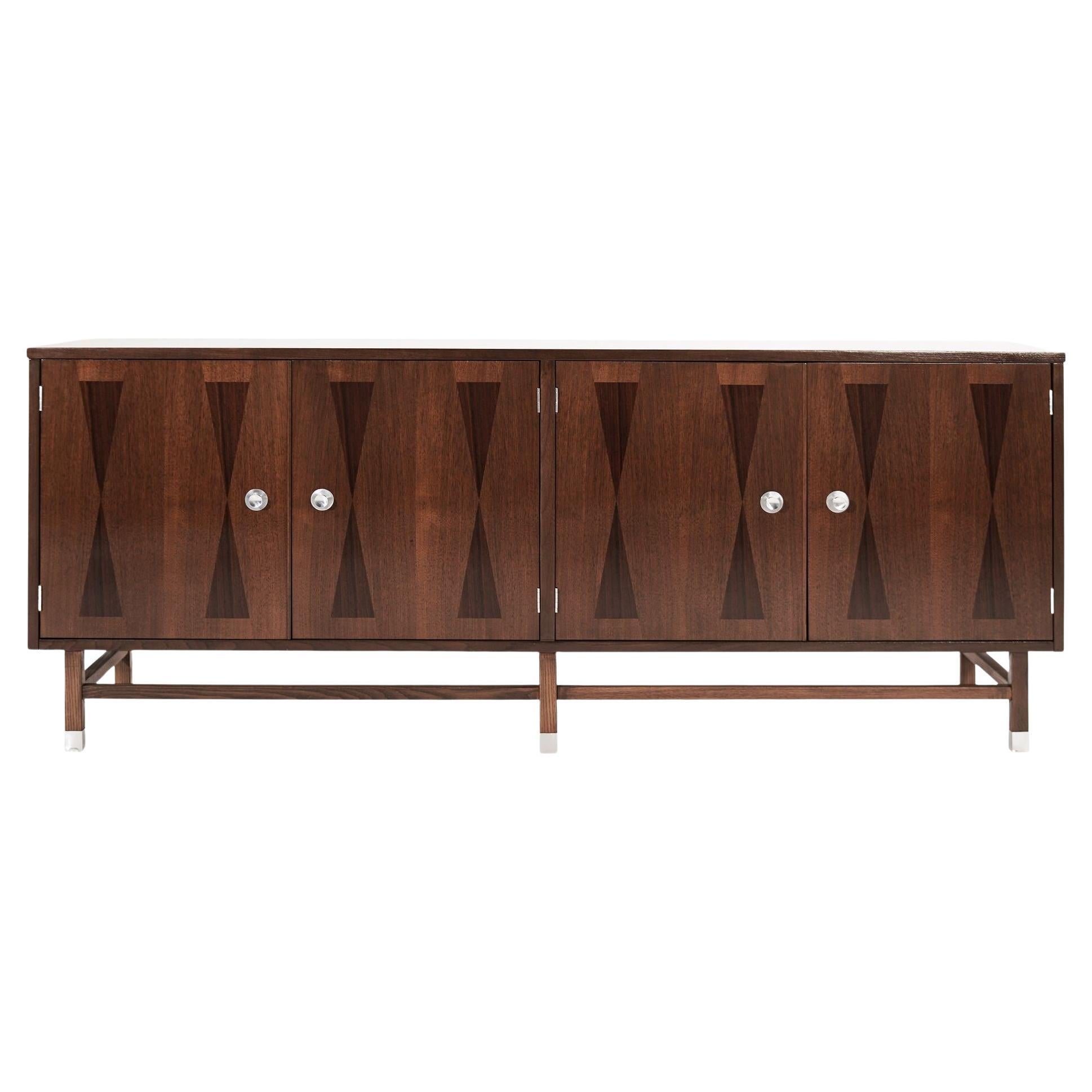 Walnut Credenza with Inlaid Rosewood, C. 1950s