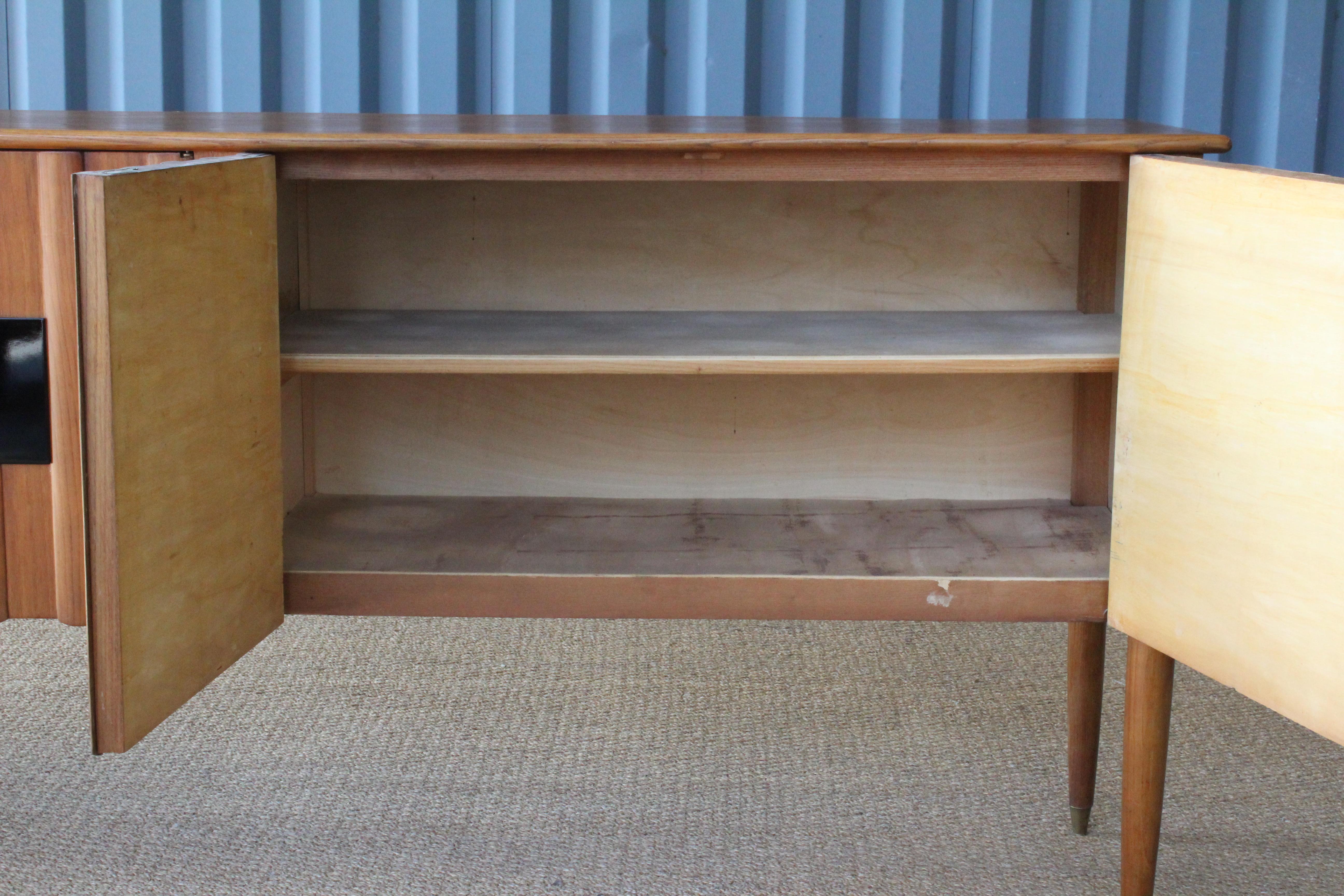 Mid-Century Modern Walnut Credenza with Locking Doors, Italy, 1950s,