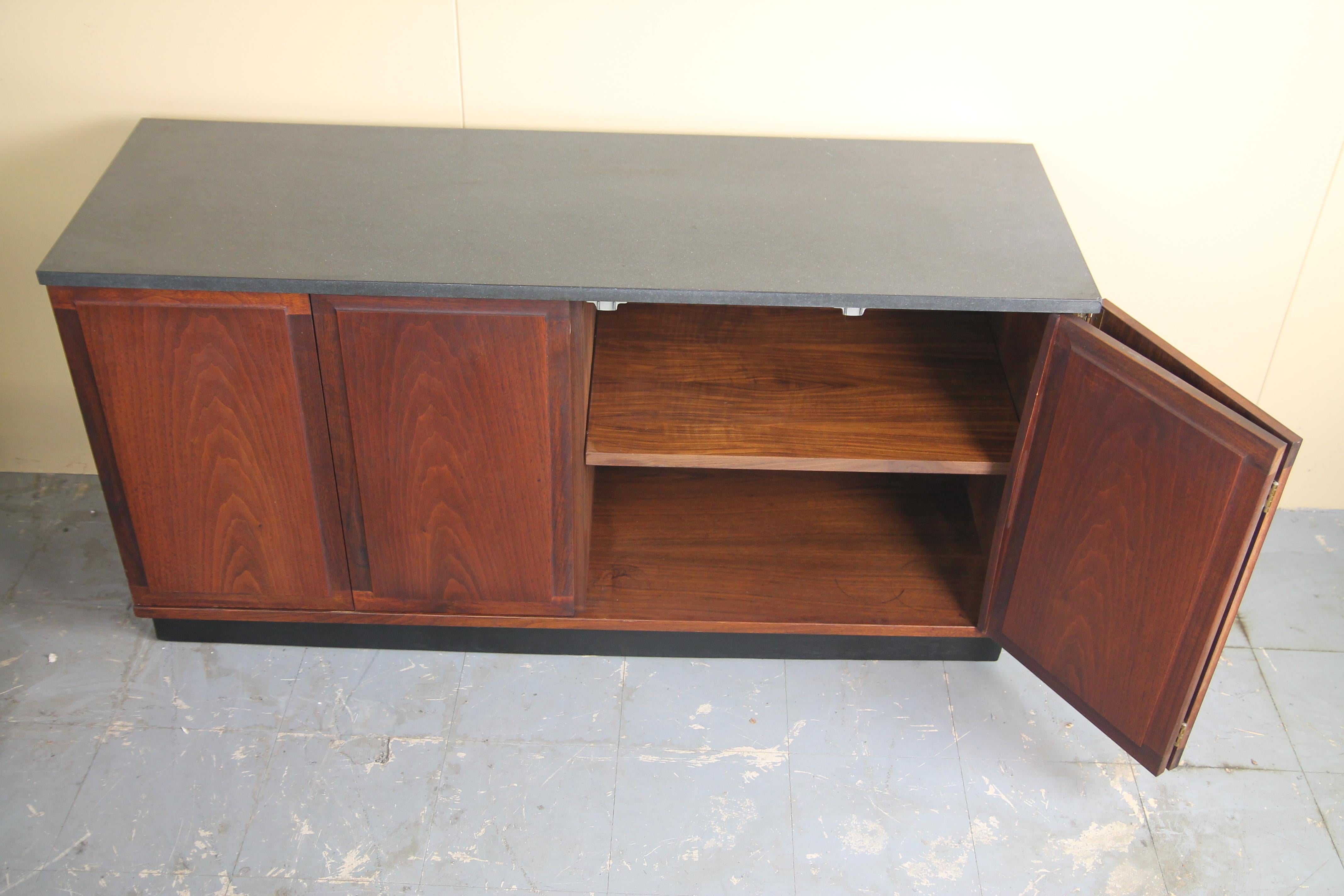 American Walnut Credenza with Slate Top by Jack Cartwright for Founders Furniture Co.