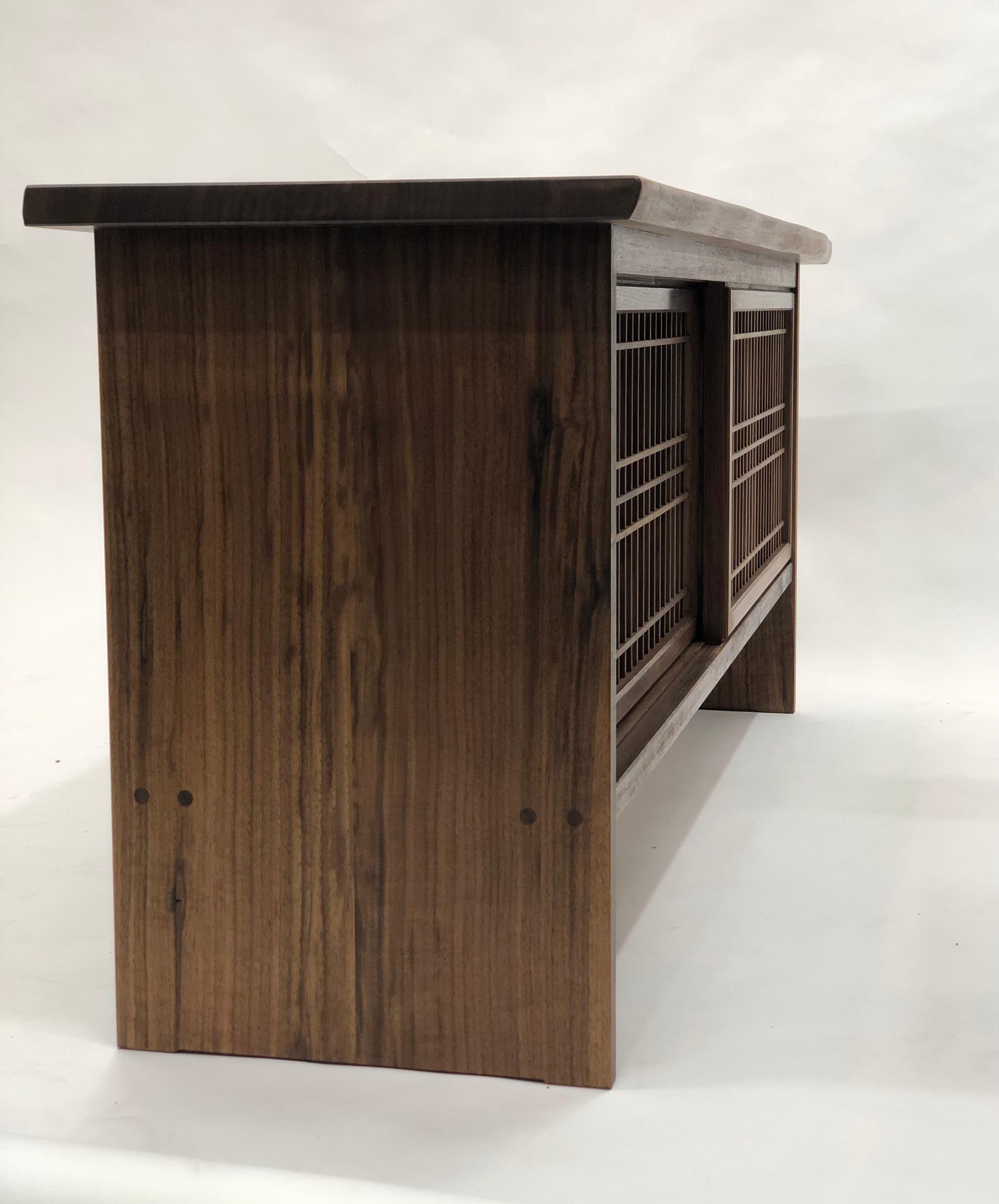 Walnut Credenza with Sliding Shoji Doors In New Condition For Sale In Princeton, NJ