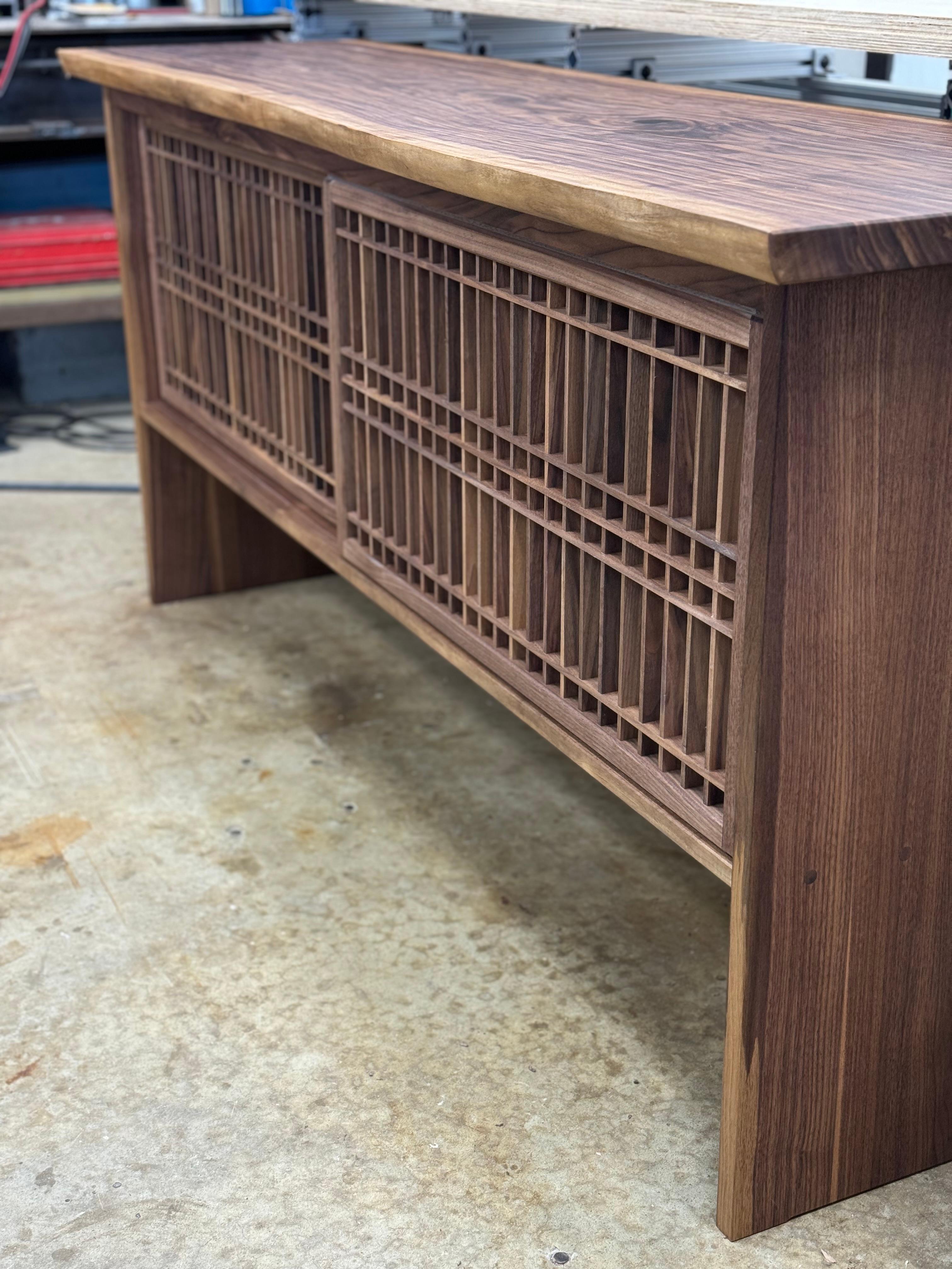 Walnut Credenza with Sliding Shoji Doors In New Condition For Sale In Princeton, NJ