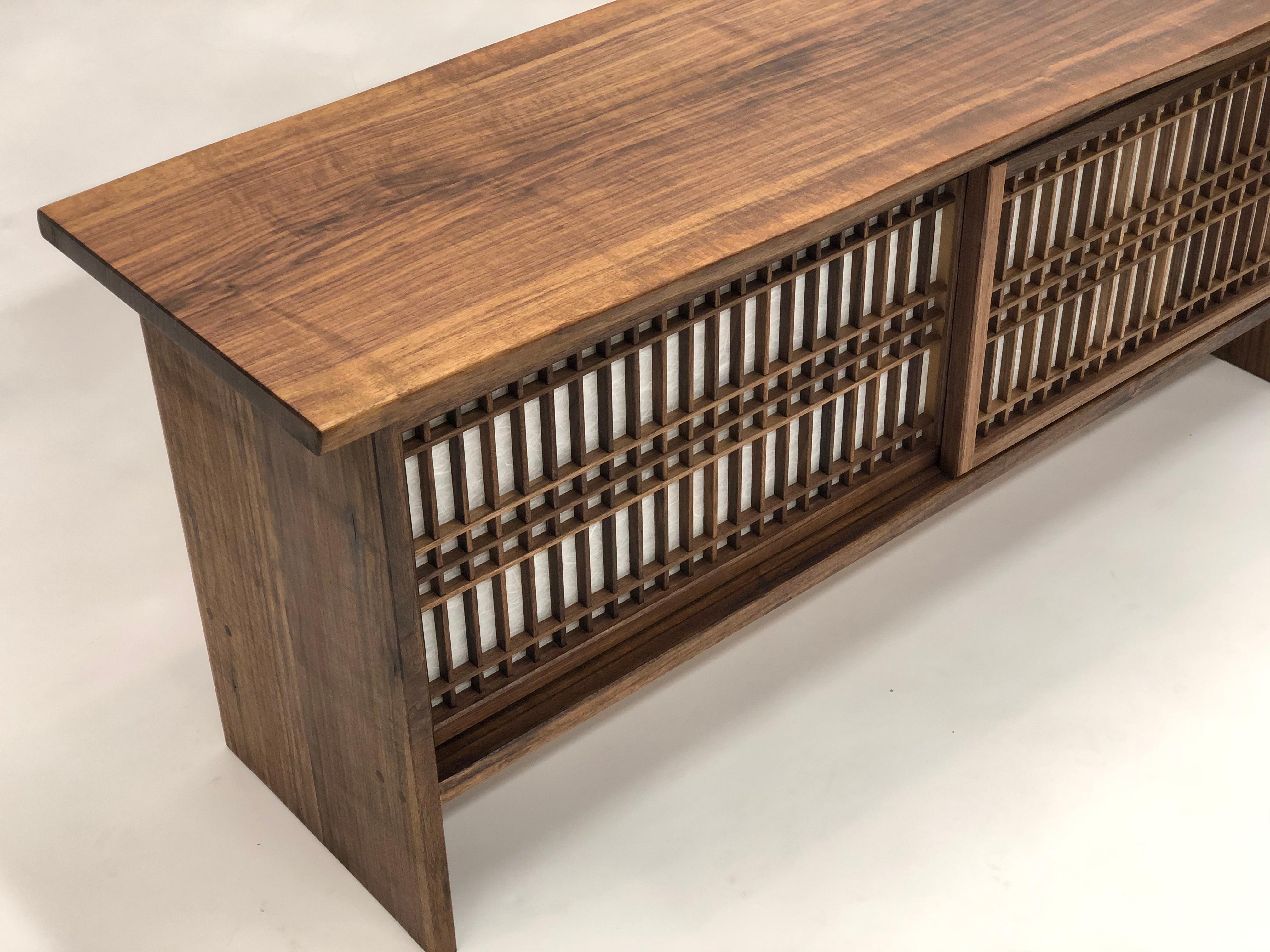 Walnut Credenza with Sliding Shoji Doors For Sale 1