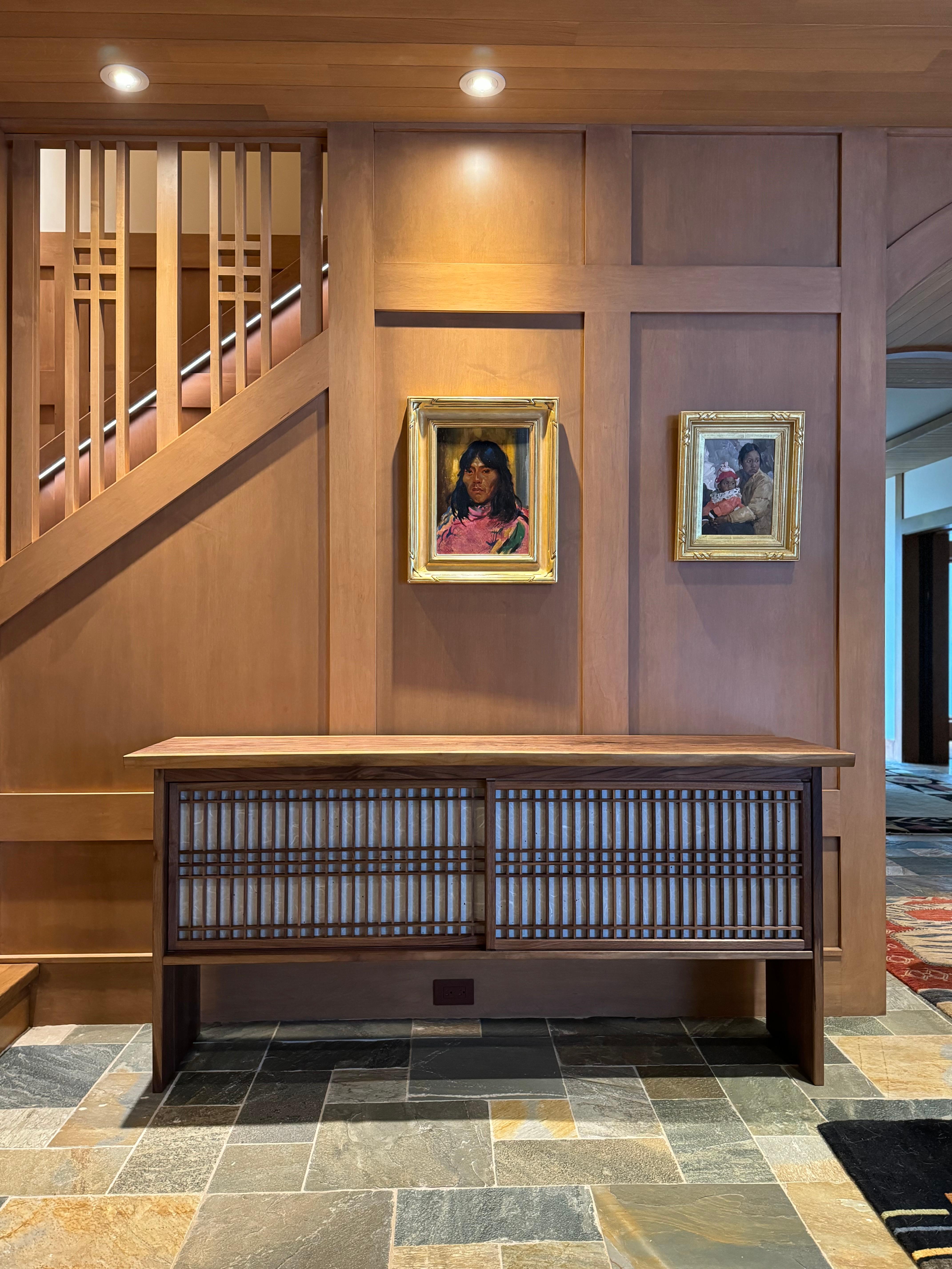 Walnut Credenza with Sliding Shoji Doors For Sale 2