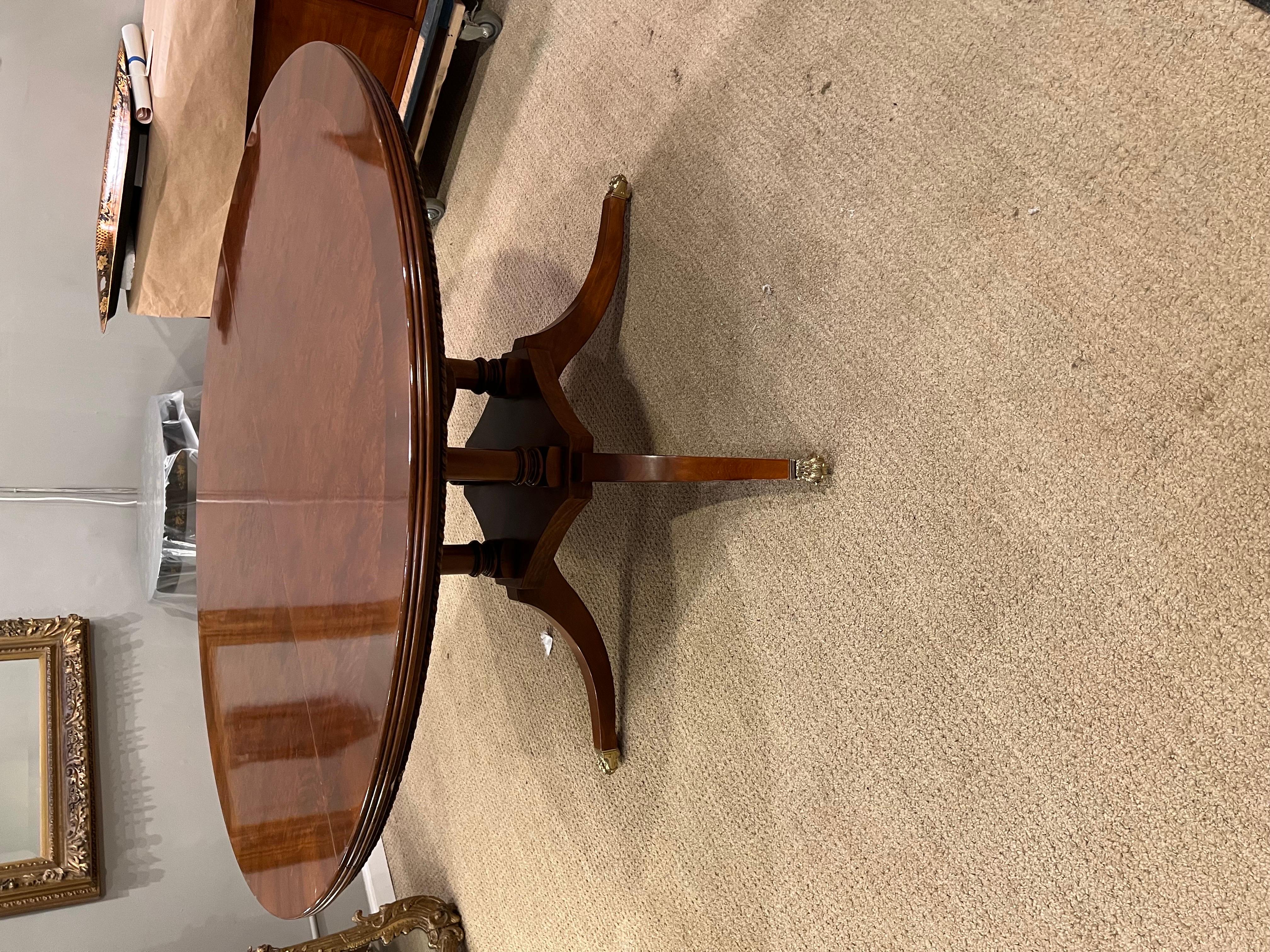Walnut Cross-Banded Extension Dining Table with 1 Leaf For Sale 2