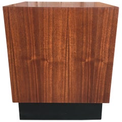 Walnut Cube with Black Plinth