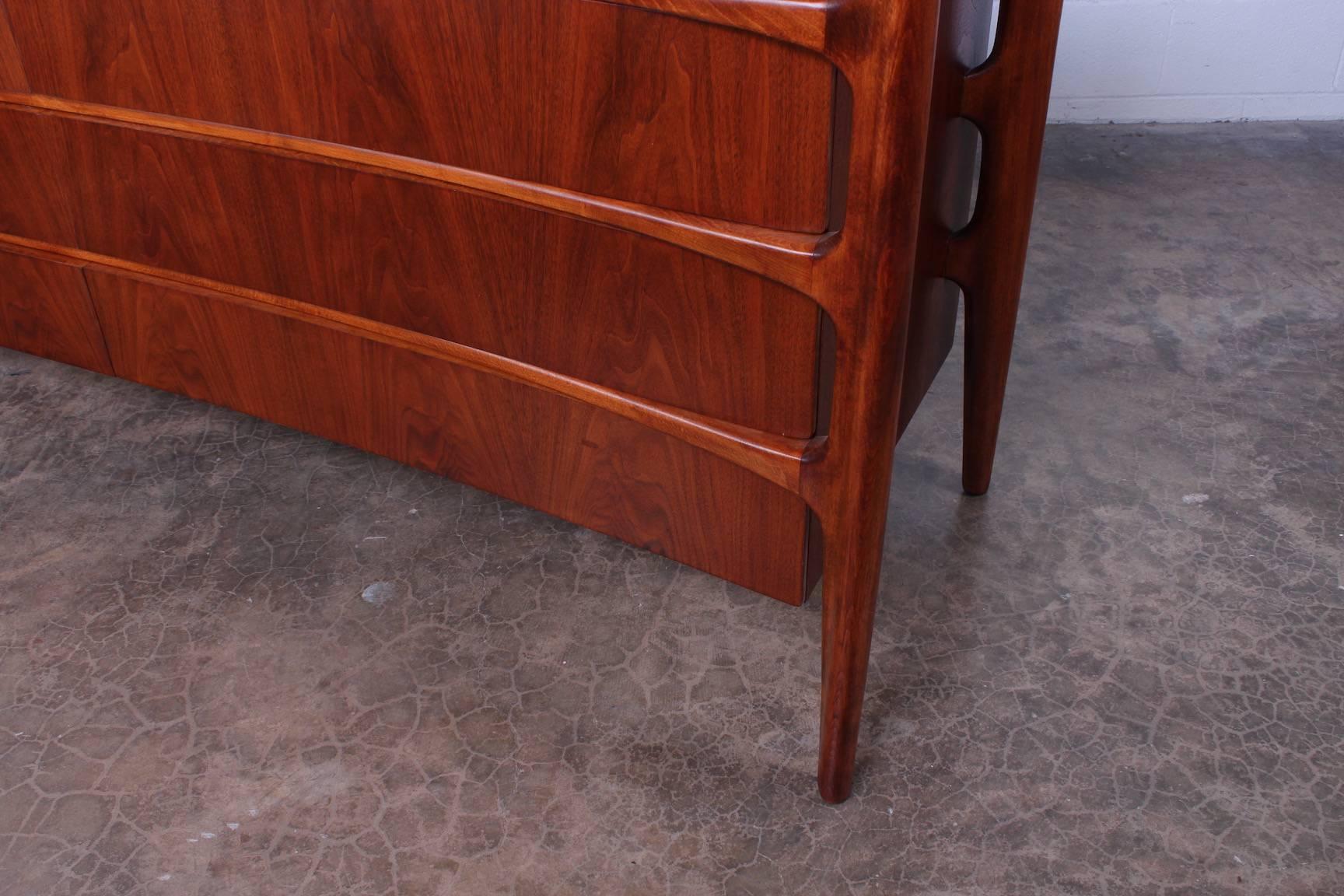 Walnut Curved Front Dresser Designed by William Hinn 6