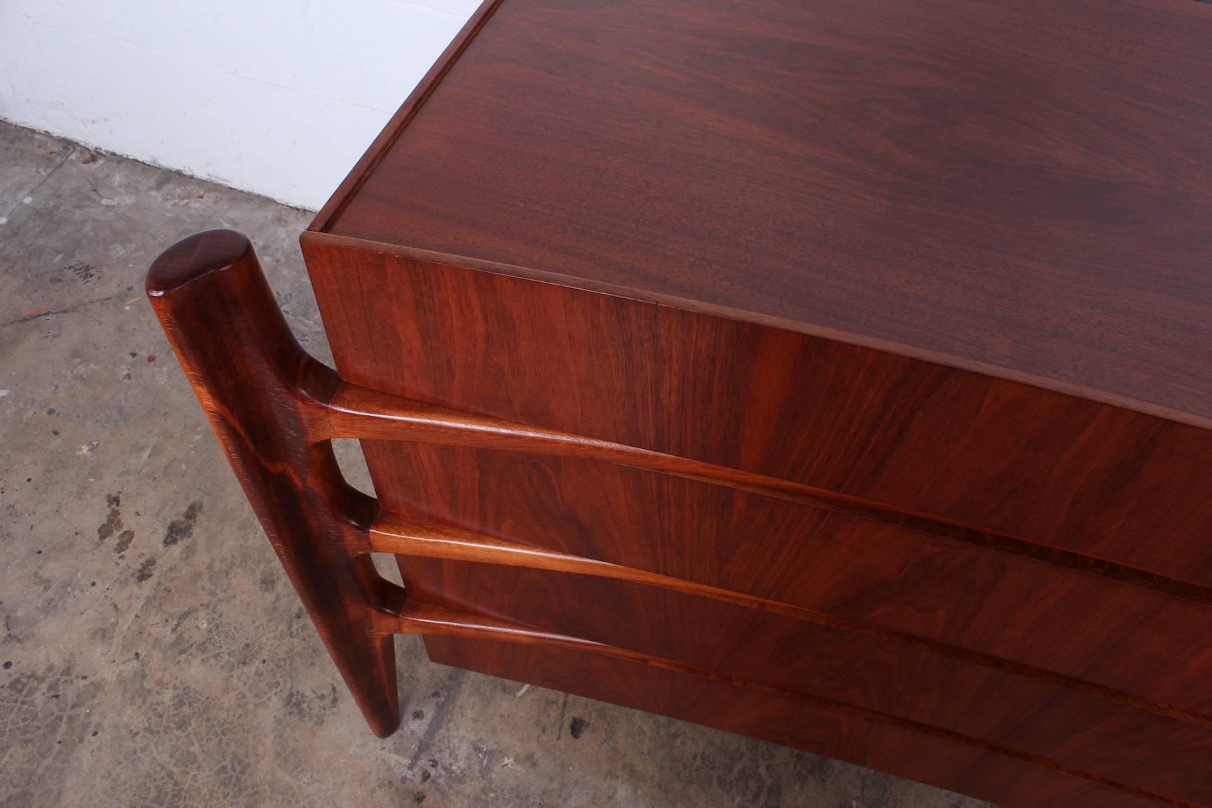 Walnut Curved Front Dresser Designed by William Hinn 2