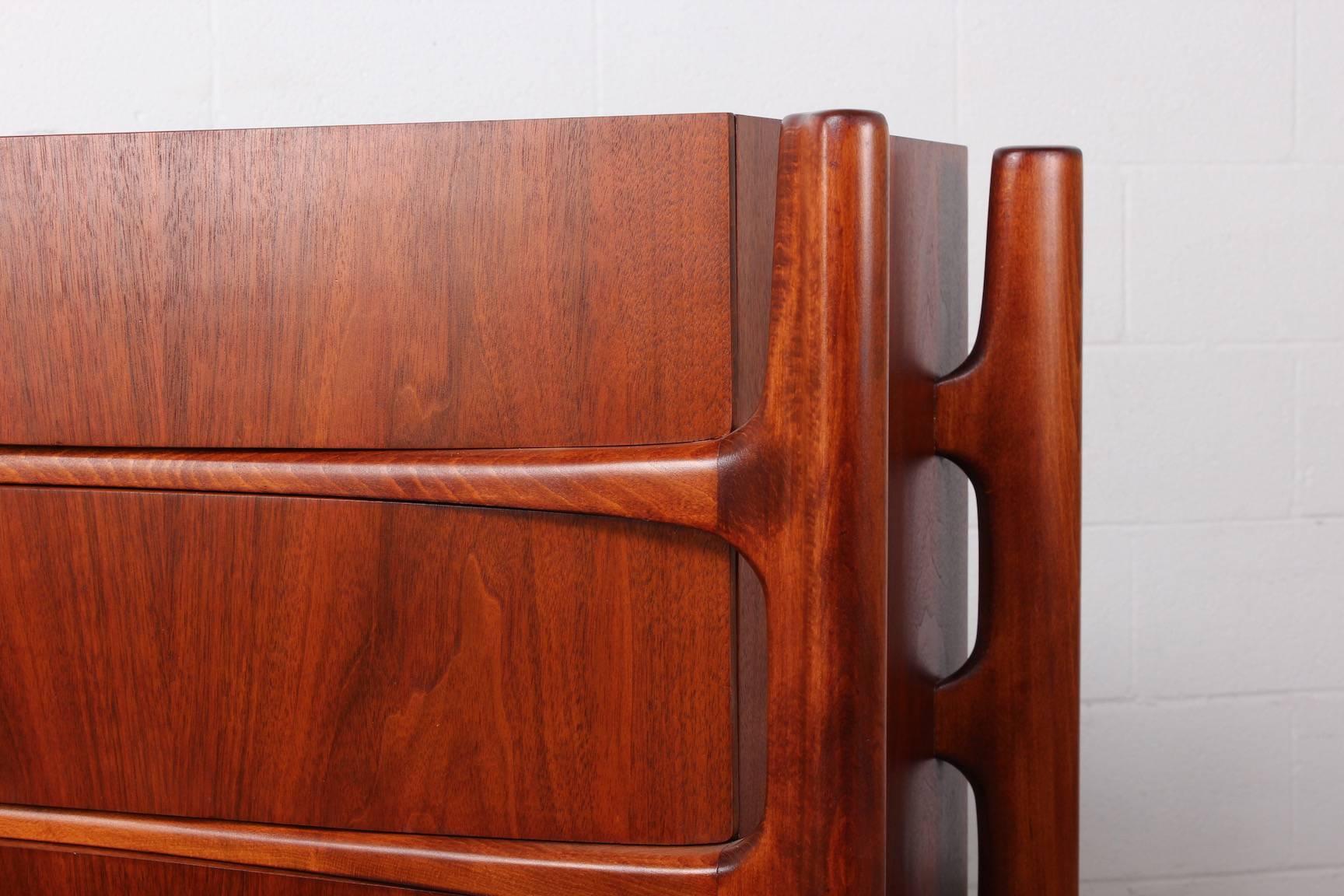 Walnut Curved Front Dresser Designed by William Hinn 5