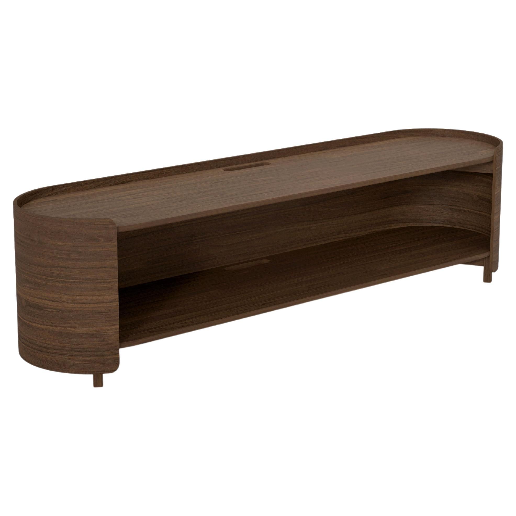 Prima Tv Cabinet, Media Unit, Credenza in Walnut Wood Veneer by Joel Escalona For Sale