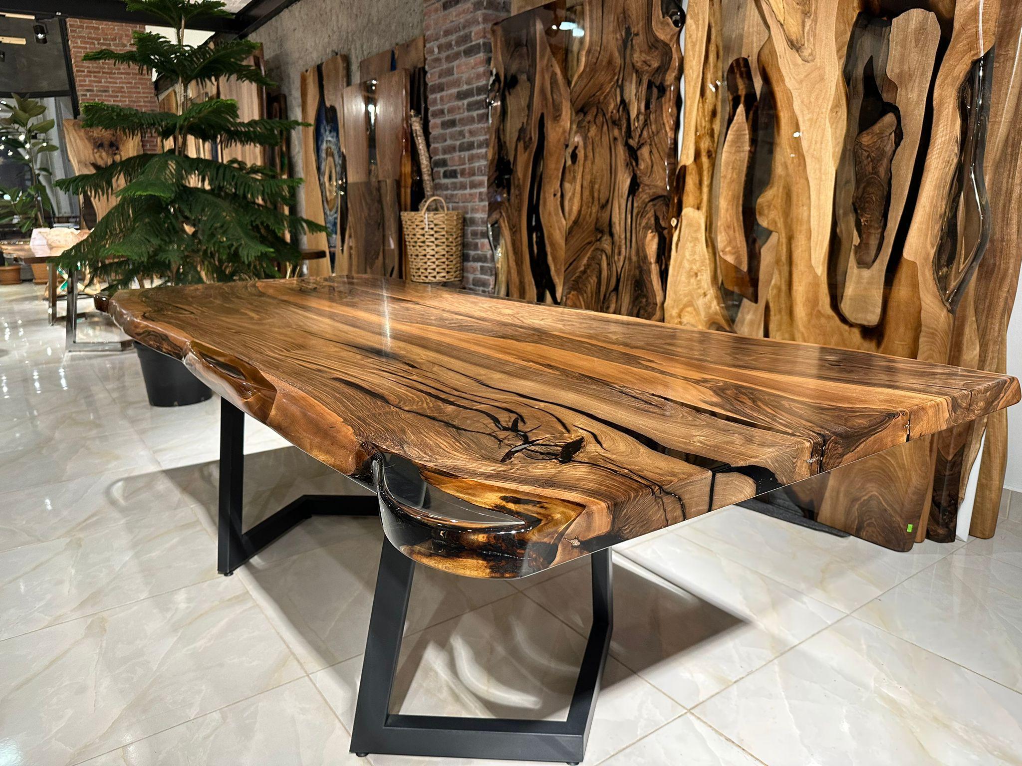 Contemporary Walnut Custom Live Edge Dining Table For Sale
