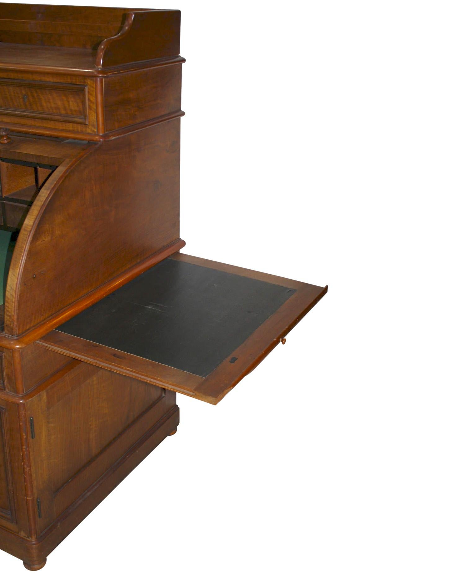 Walnut Cylinder Roll-Top Desk, circa 1890 4