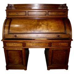 Walnut Cylinder Roll-Top Desk, circa 1890