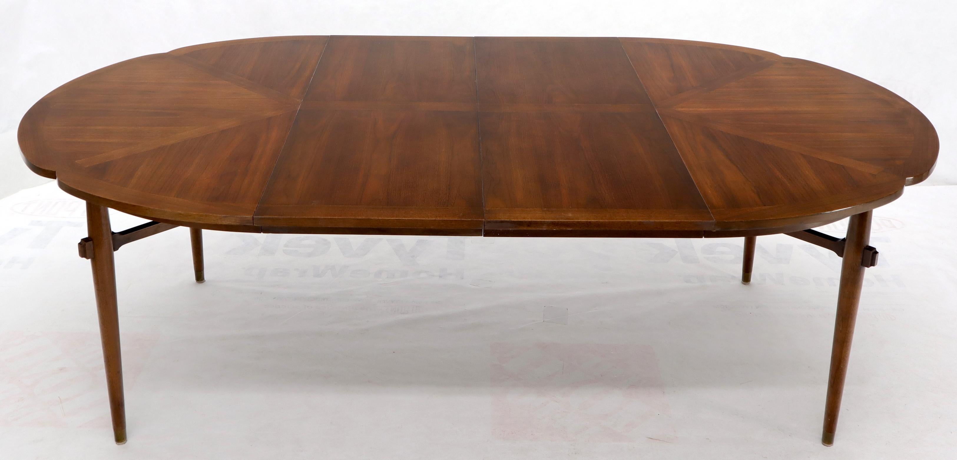 Walnut Daisy Shape Top Dining Table with Two Extension Boards Leaves 3
