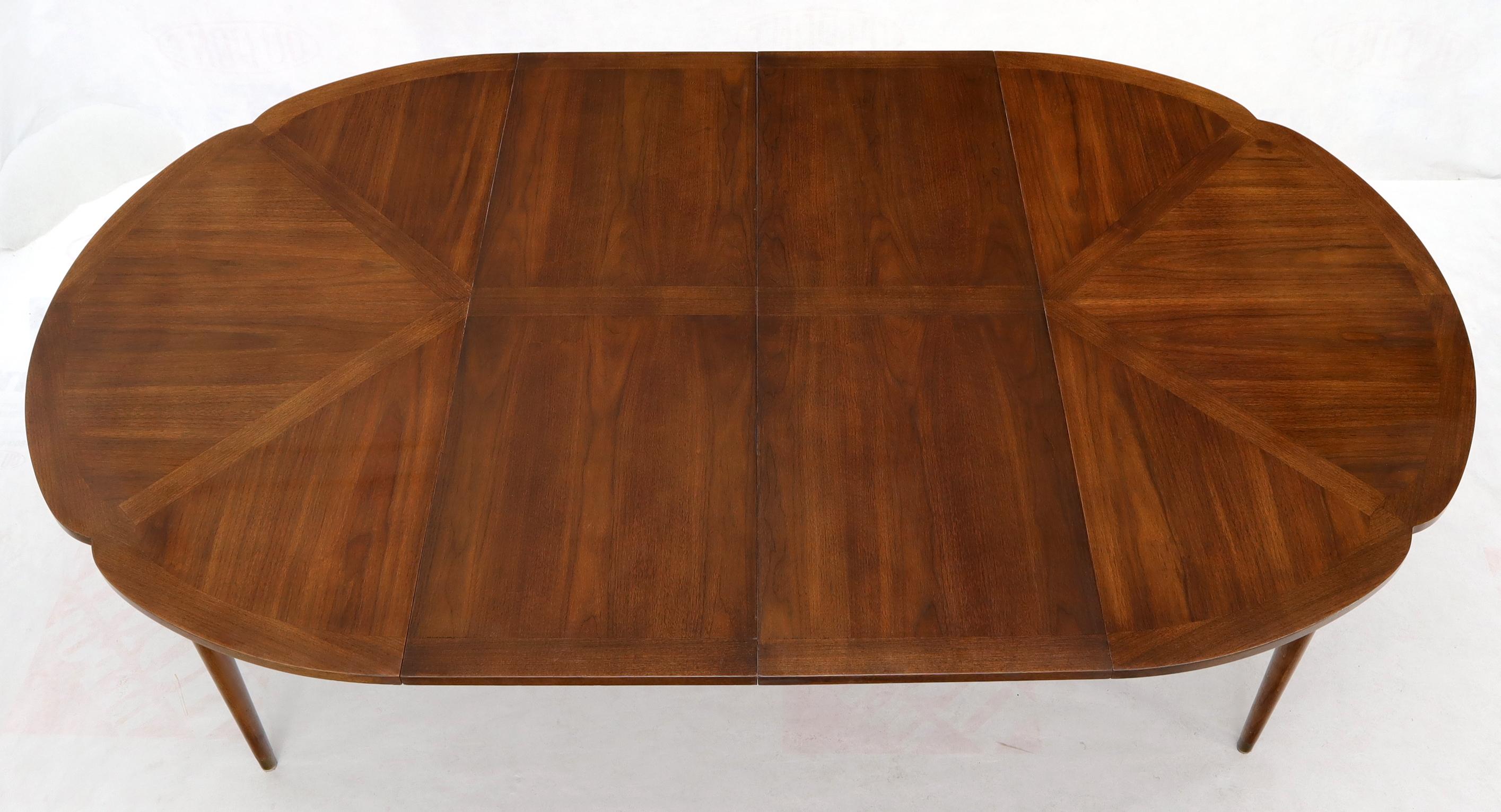 Walnut Daisy Shape Top Dining Table with Two Extension Boards Leaves 4