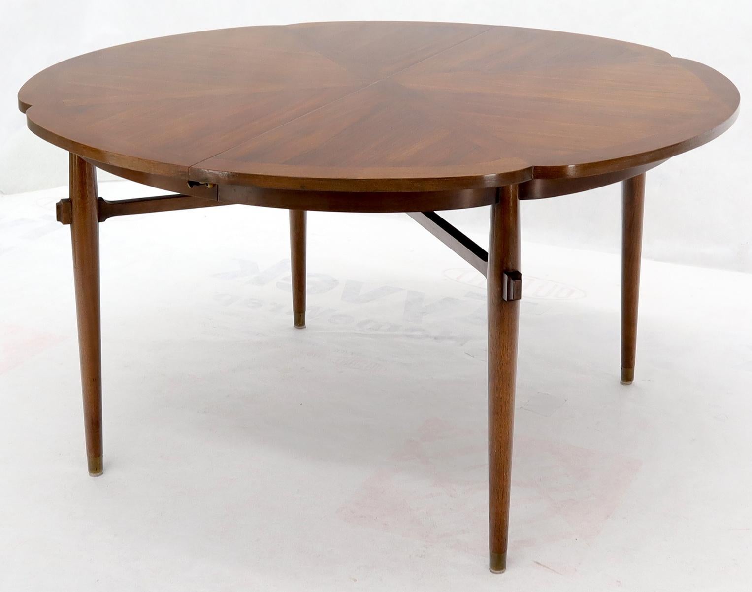 American Walnut Daisy Shape Top Dining Table with Two Extension Boards Leaves