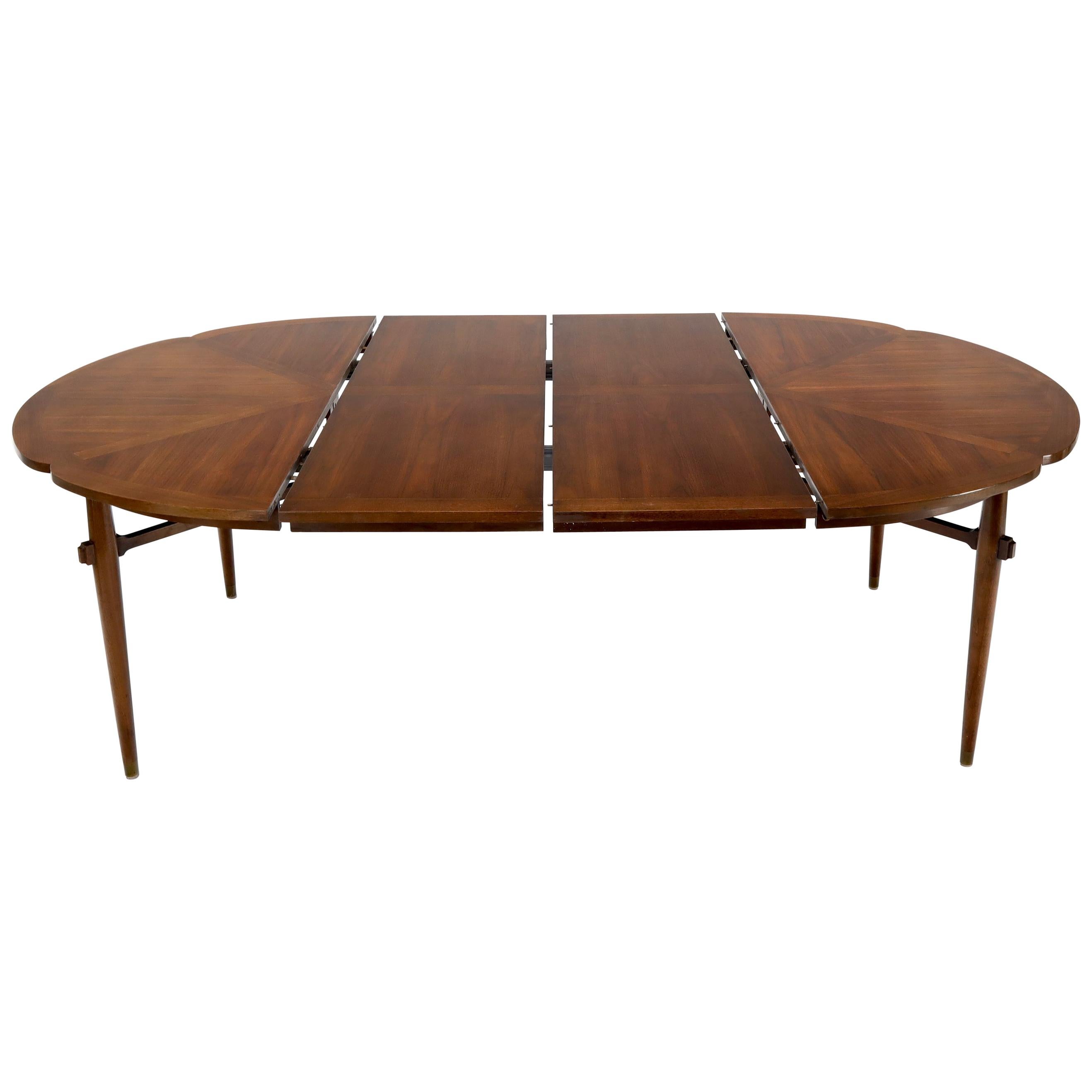 Walnut Daisy Shape Top Dining Table with Two Extension Boards Leaves