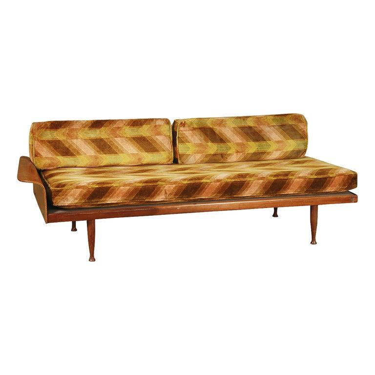 Mid-Century Modern Walnut Daybed with Fan Arm by Frank & Son