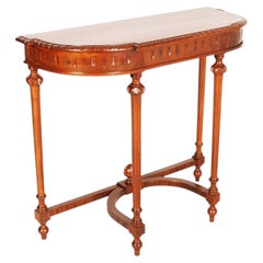 Walnut Demi-Lune Console Table by Bassano's Ebanistery, Wax-Polished