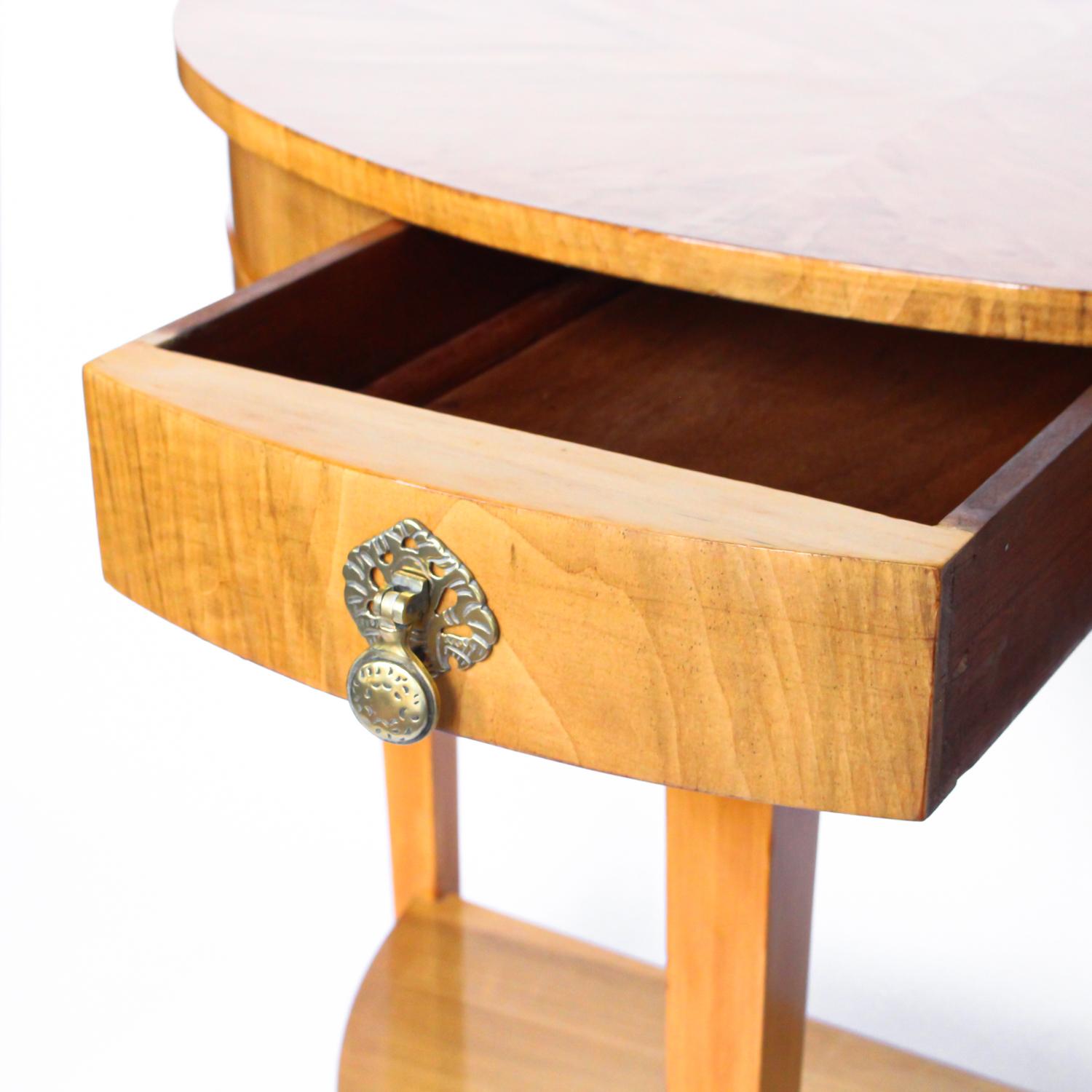 Art Deco Walnut Demilune Console Table In Good Condition In Forest Row, East Sussex