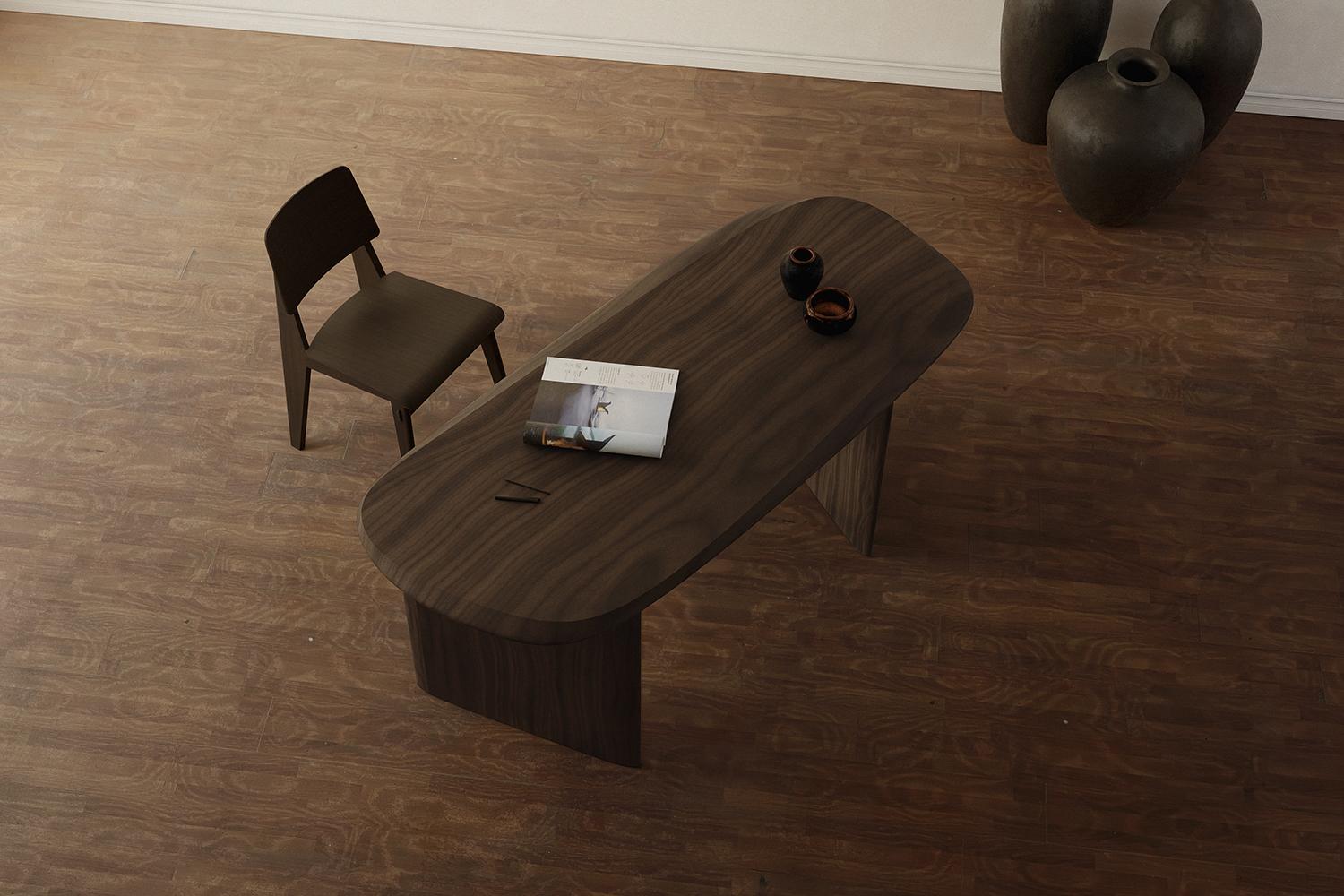 Duna Desk in Solid Walnut Wood, Home Office Writing Desk by Joel Escalona For Sale 7