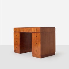 Walnut Desk with Leather Inset by Dunbar