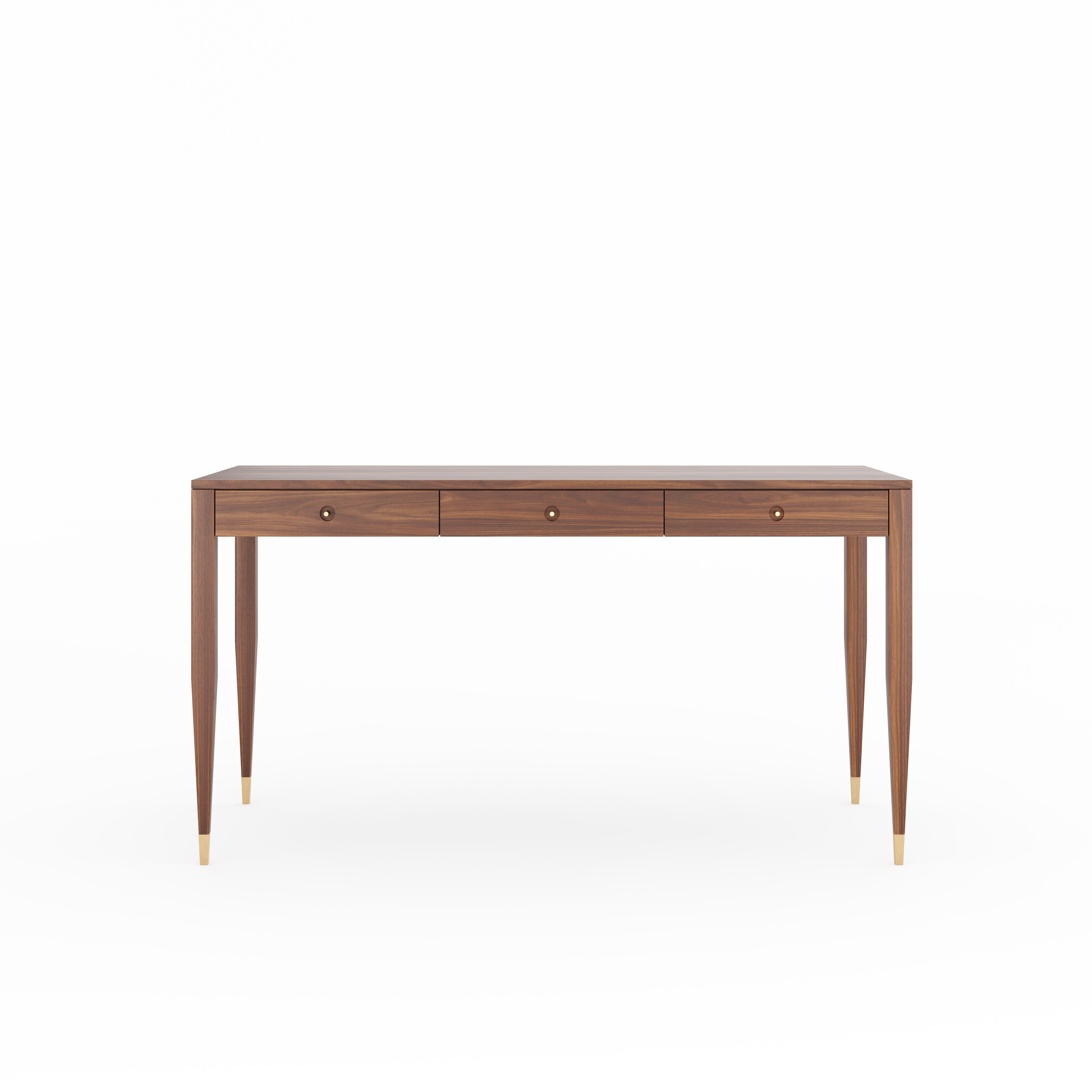 Walnut desk with three solid walnut drawers in mid century modern style ...