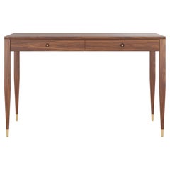 Walnut desk with two solid walnut drawers in mid-century modern style