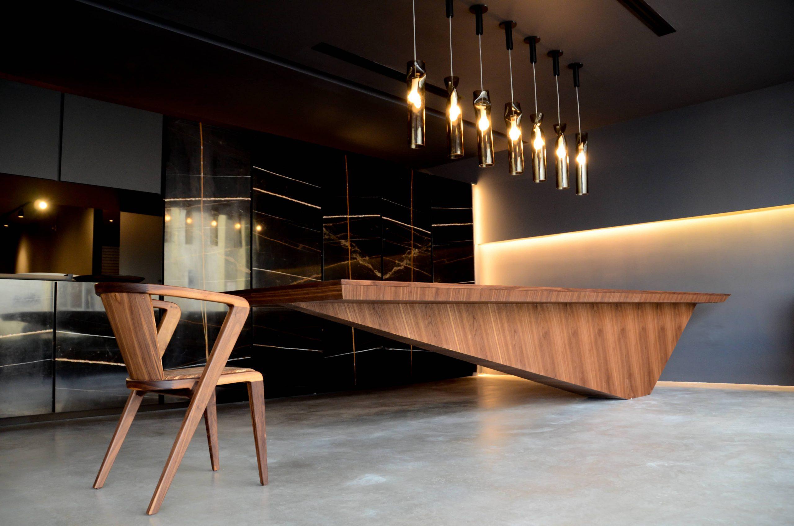 Organic Modern Walnut Diamond Dining Table by Vasco Vieira