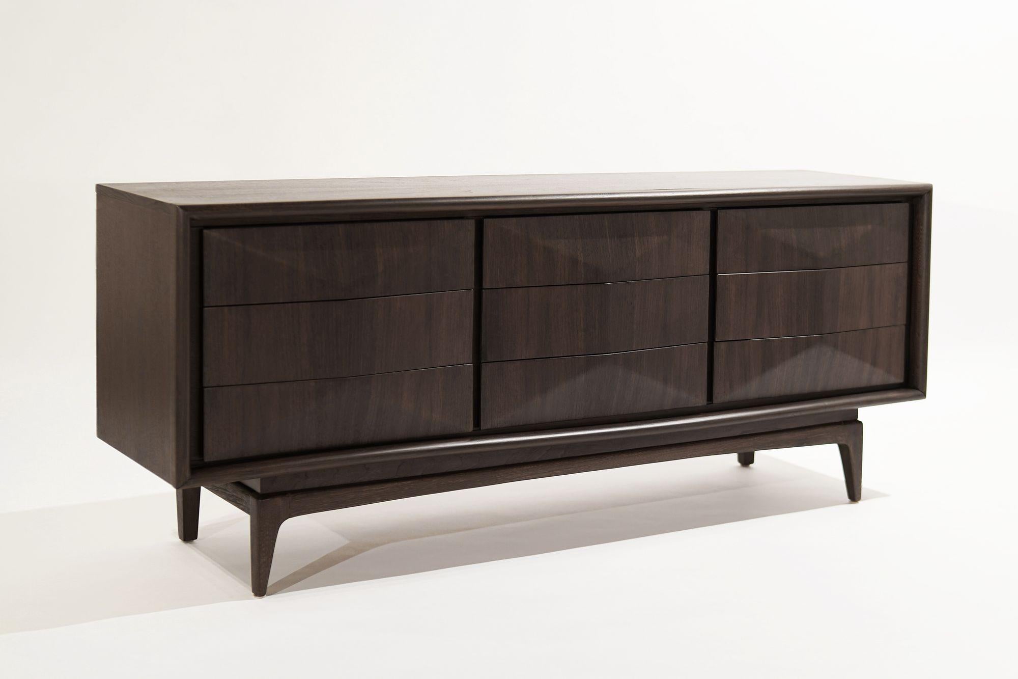 Mid-Century Modern Walnut Diamond Front Dresser, 1950s