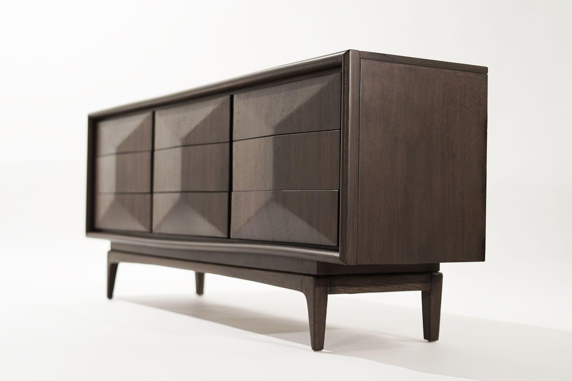 20th Century Walnut Diamond Front Dresser, 1950s