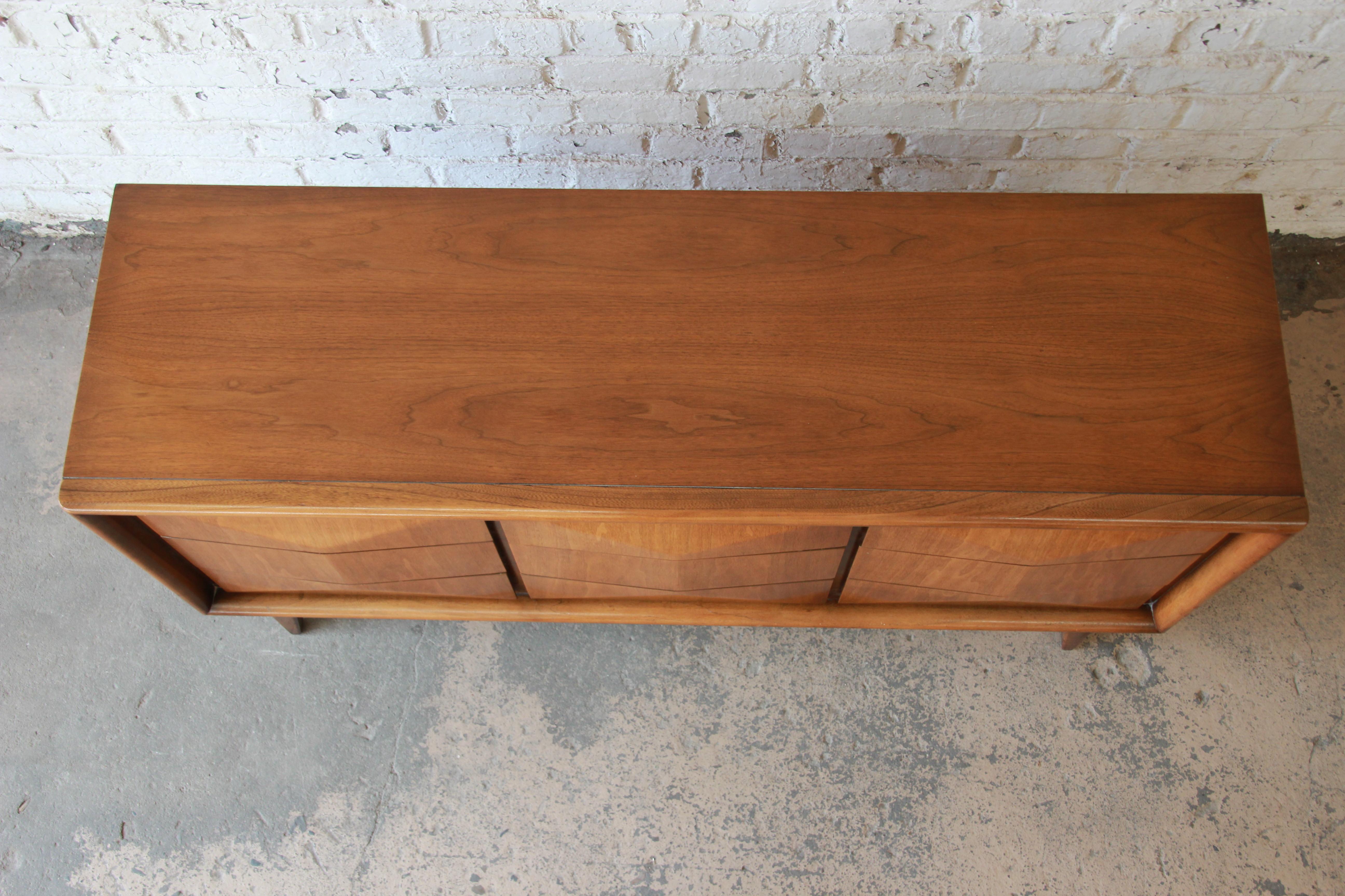 American Walnut Diamond Front Dresser or Credenza by United