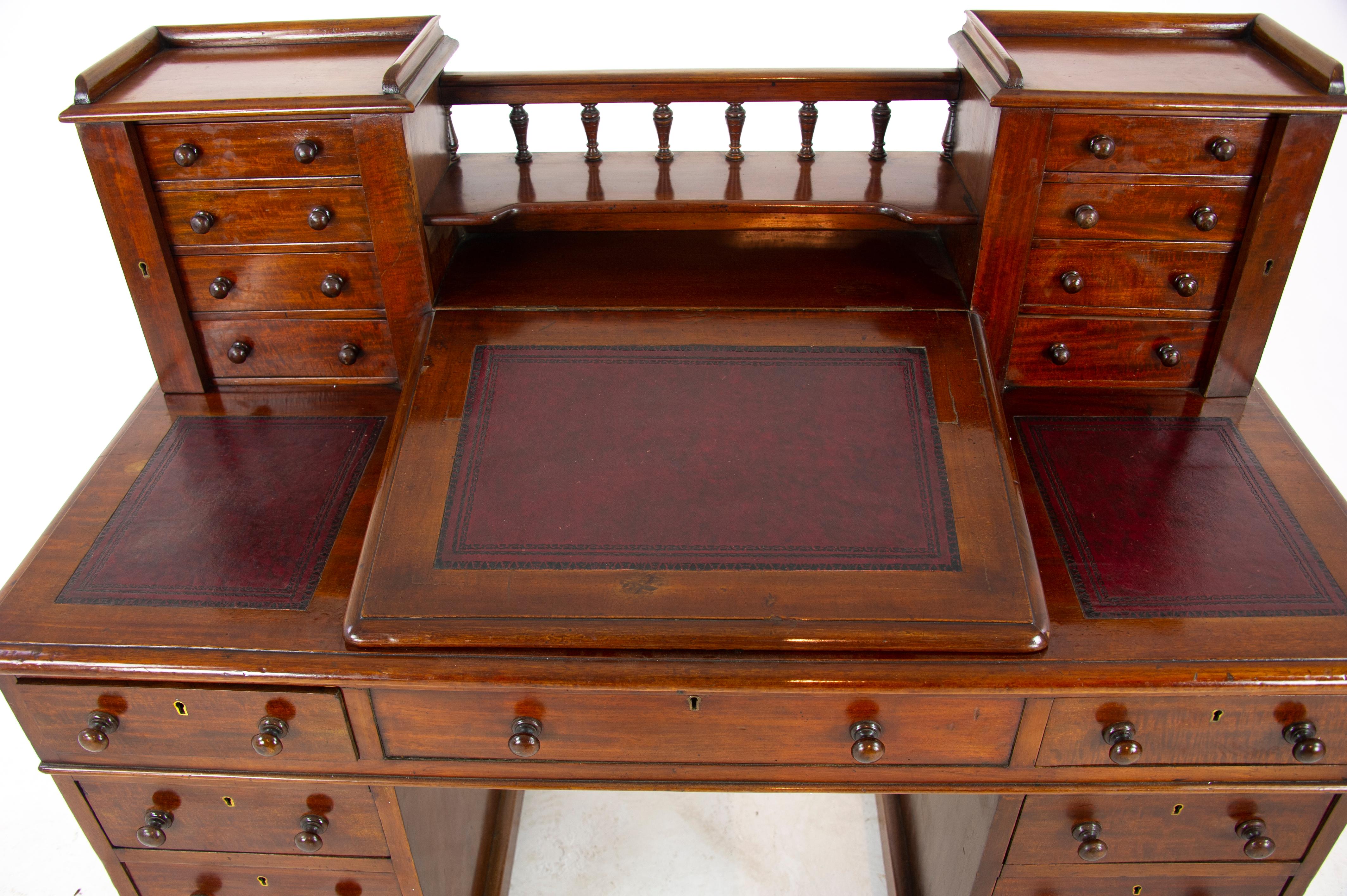 Walnut Dickens Desk, Double Pedestal Desk, Victorian Desk, Scotland 1880 7