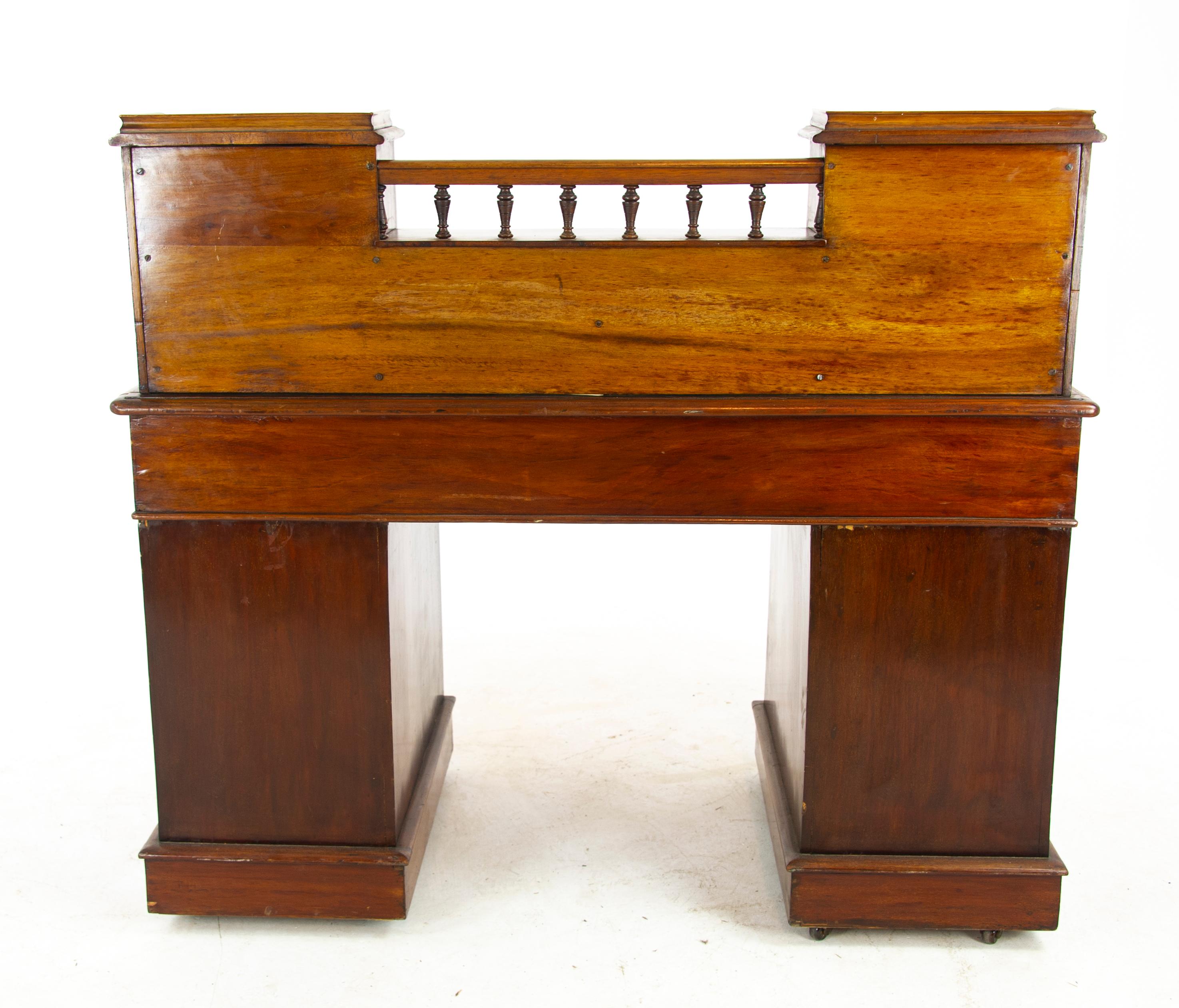 Walnut Dickens Desk, Double Pedestal Desk, Victorian Desk, Scotland 1880 9