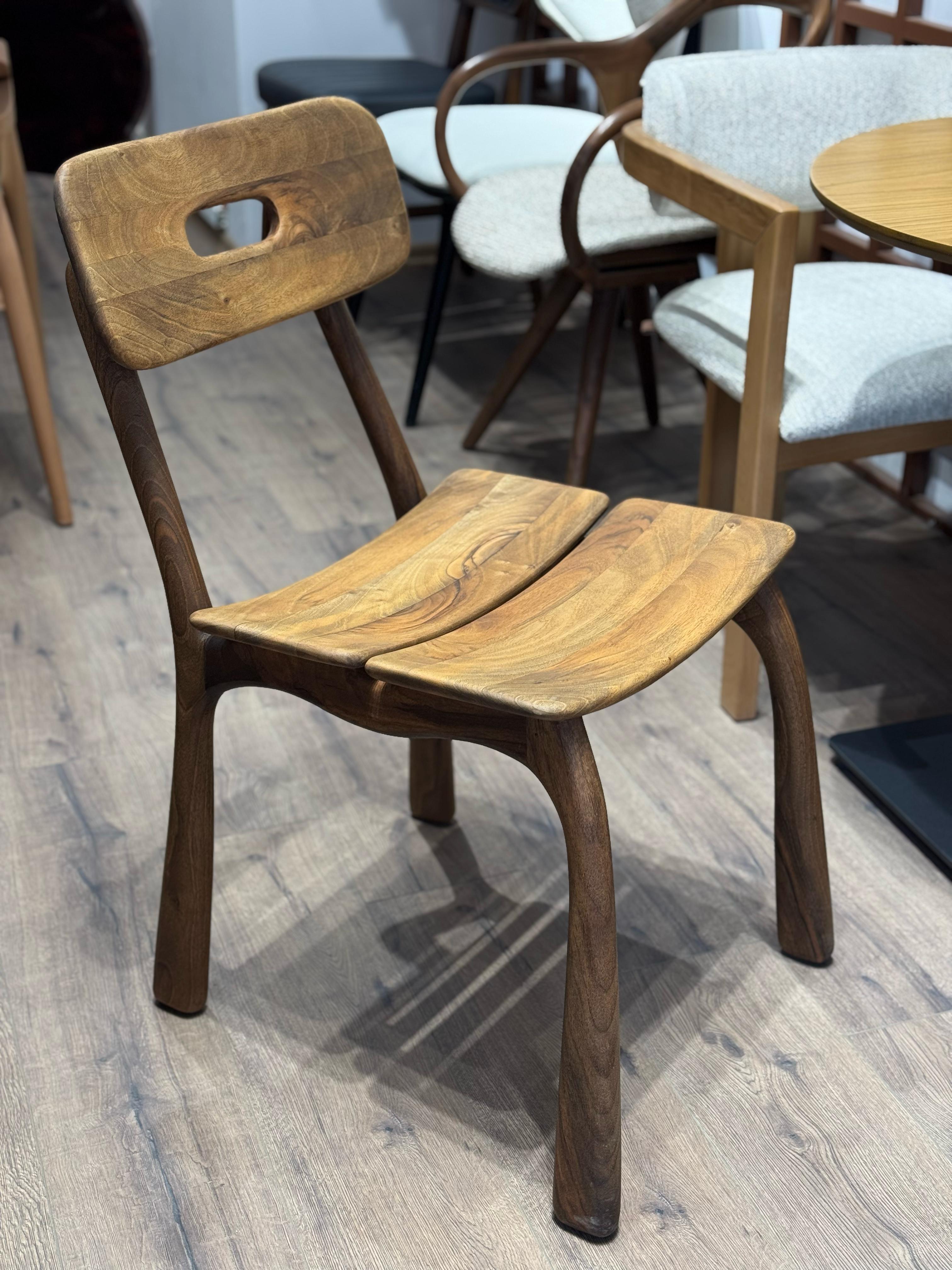 Organic Modern Walnut Dining Chair, Custom Wooden Chair, Wood Chair, Rustic Wood Chair For Sale