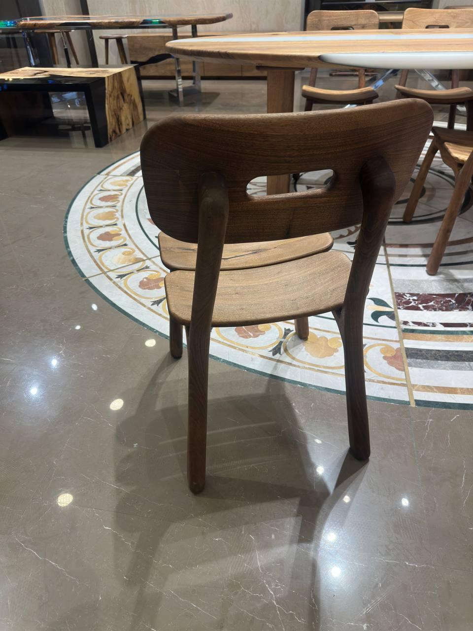 Hand-Carved Walnut Dining Chair, Custom Wooden Chair, Wood Chair, Rustic Wood Chair For Sale