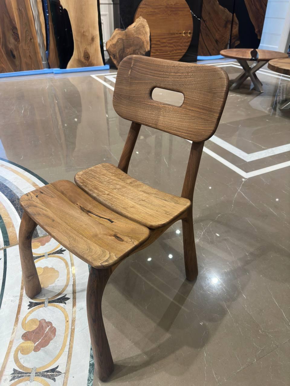 Walnut Dining Chair, Custom Wooden Chair, Wood Chair, Rustic Wood Chair For Sale 2