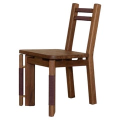Walnut Dining Chair with Burgundy Nylon Cord Atara 01