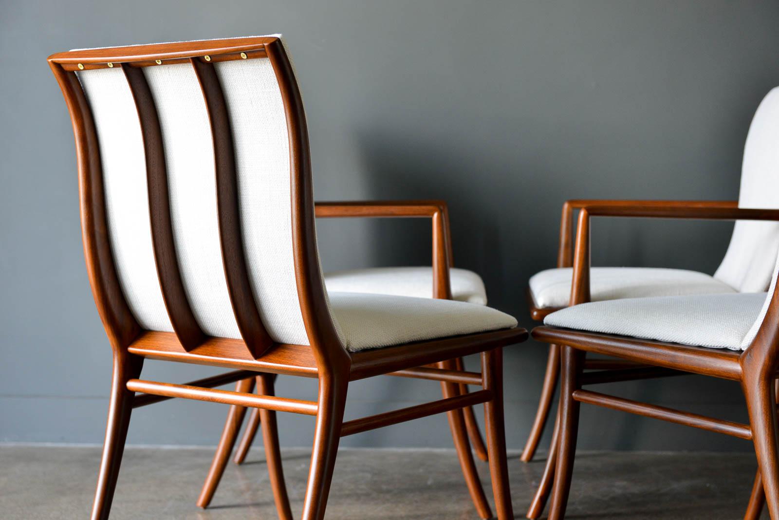 Walnut Dining Chairs by T.H. Robsjohn-Gibbings for Widdicomb, ca. 1960 In Excellent Condition In Costa Mesa, CA