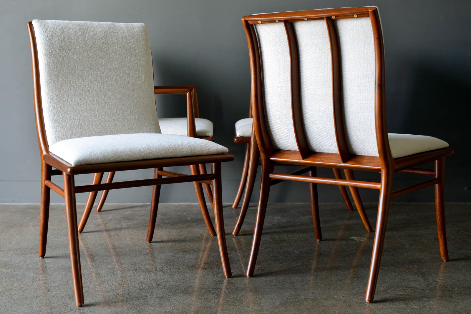 Mid-20th Century Walnut Dining Chairs by T.H. Robsjohn-Gibbings for Widdicomb, ca. 1960