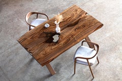 Walnut Dining Room Table - Black And Solid Table - Natural Handmade Wood Table