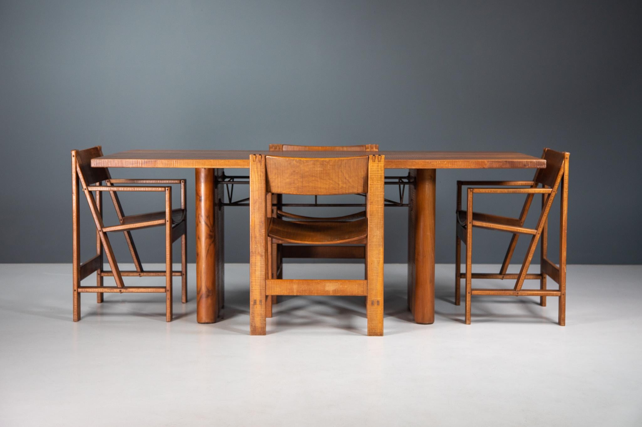 Walnut Dining Room Table by Giuseppe Rivadossi for Officina Rivadossi, 1970s 4
