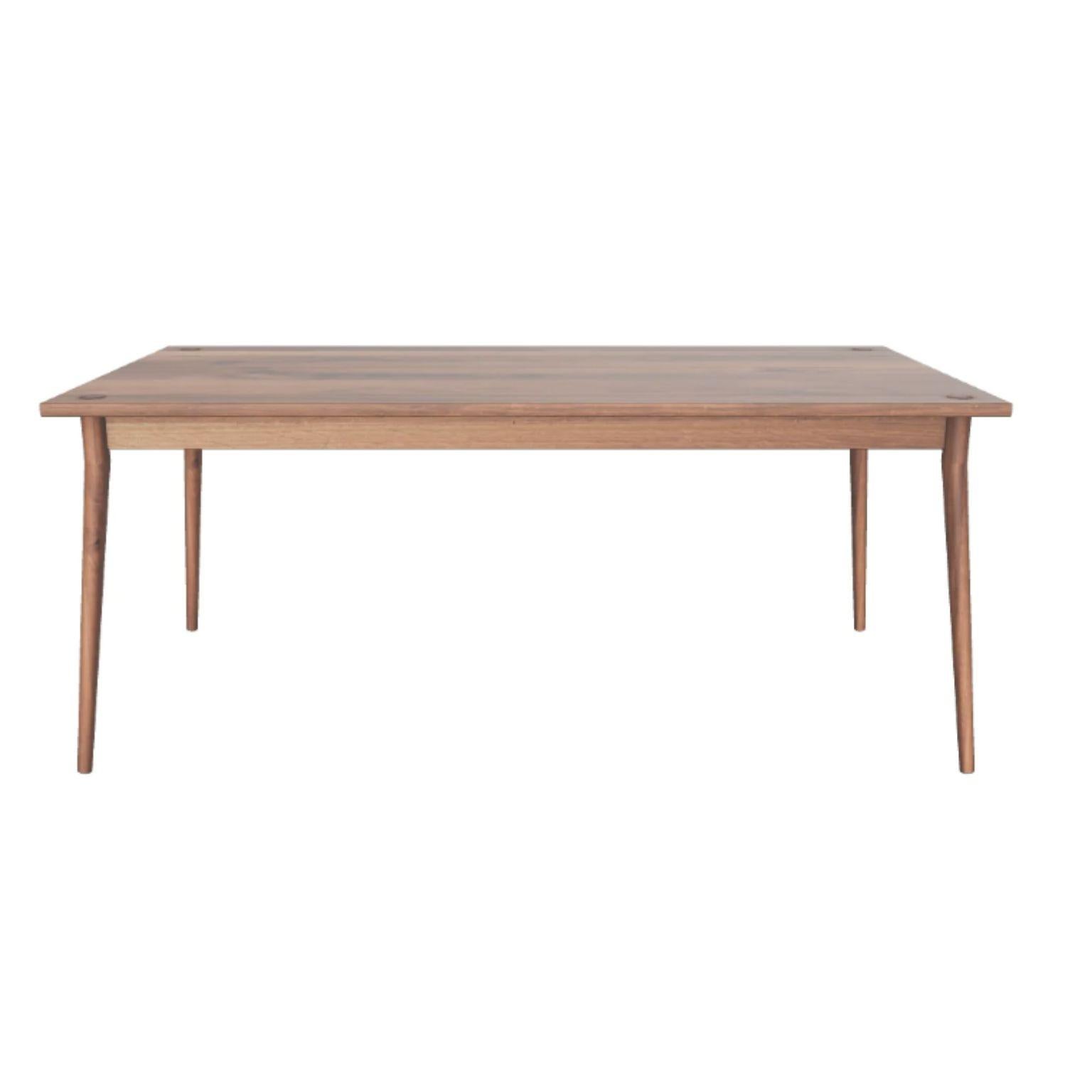 Walnut dining table by Fernweh Woodworking
Dimensions: W 91.5 x L 182.9 x H 76.2 cm.
Materials: Walnut.
Different wood options: walnut, charcoal ash, white ash; and different dimensions available.

A beautiful minimalist option for your kitchen