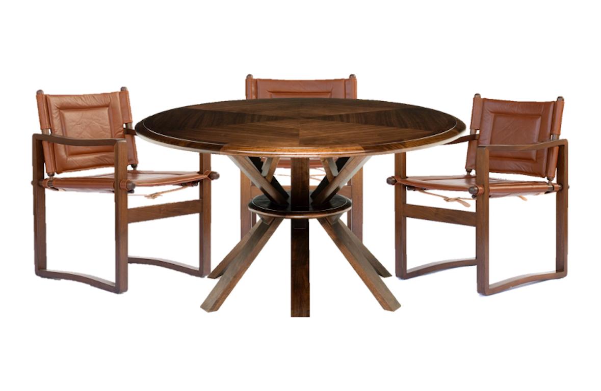 A handcrafted walnut dining table. Classic construction with traditional joinery. Custom finishes and sizes available.