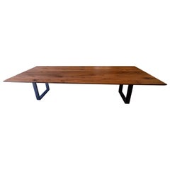 Walnut Dining Table Made from Solid American Walnut with Oil Rubbed Bronze Base