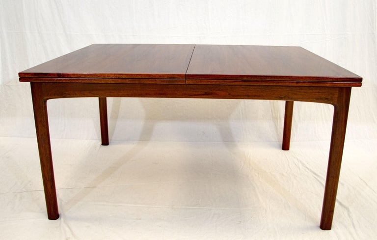Swedish Walnut Dining Table, Two Flip Top Extensions, DUX of Sweden For Sale