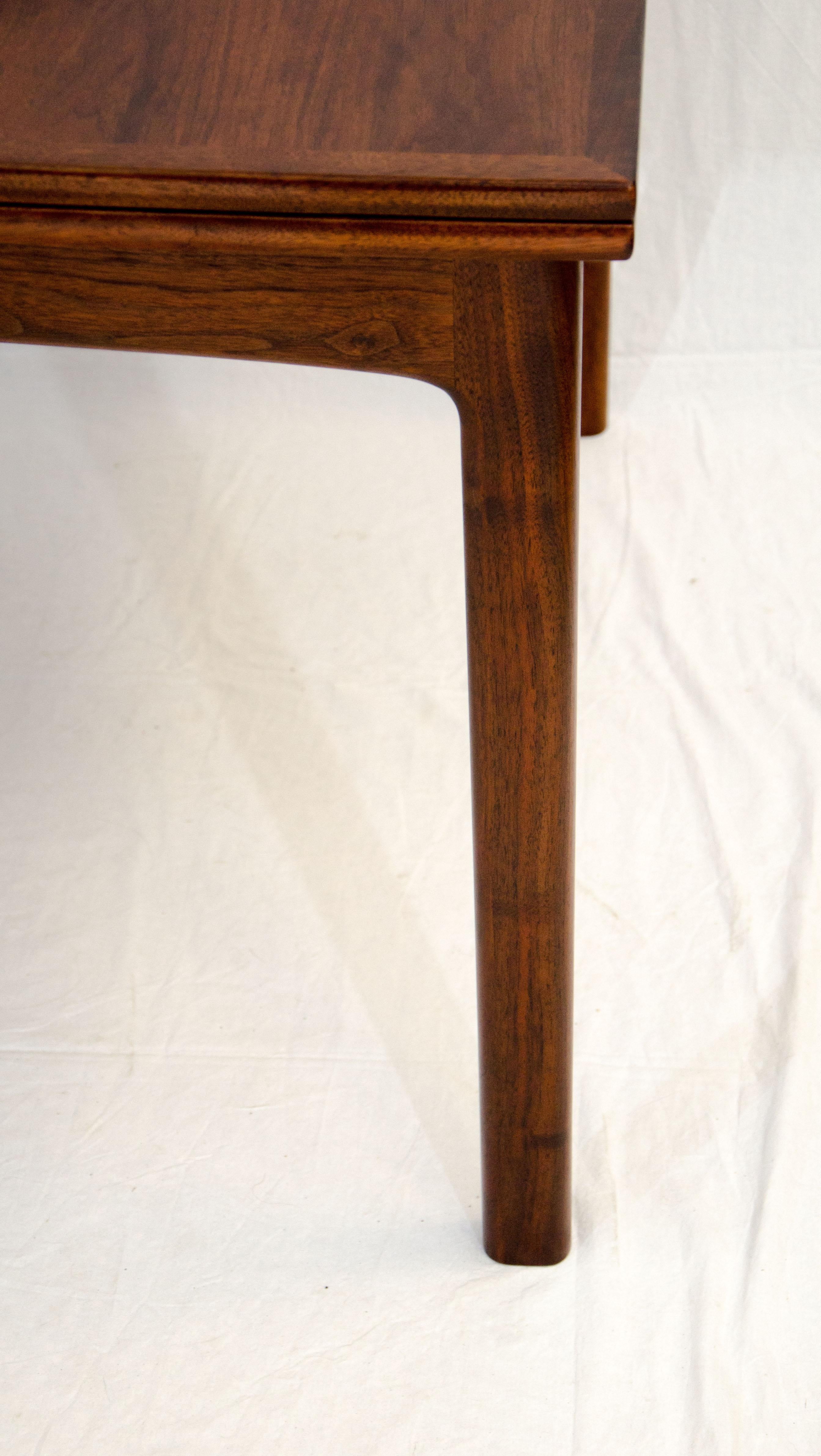 Swedish Walnut Dining Table, Two Flip Top Extensions, DUX of Sweden For Sale