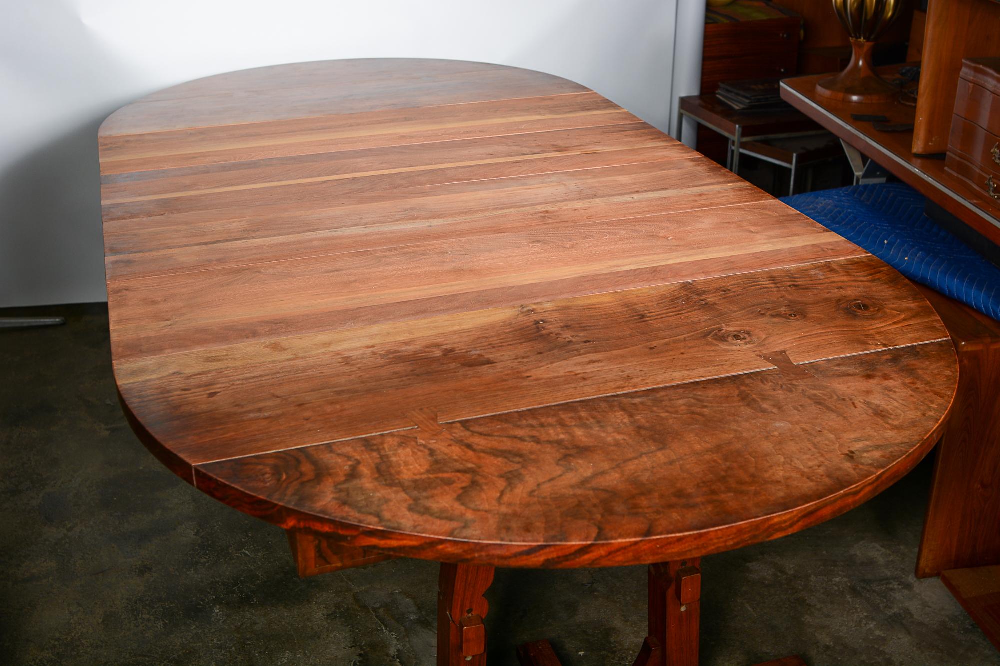 Walnut Dining Table with Four Leaves by Designer and Craftsman Morris Sheppard For Sale 3