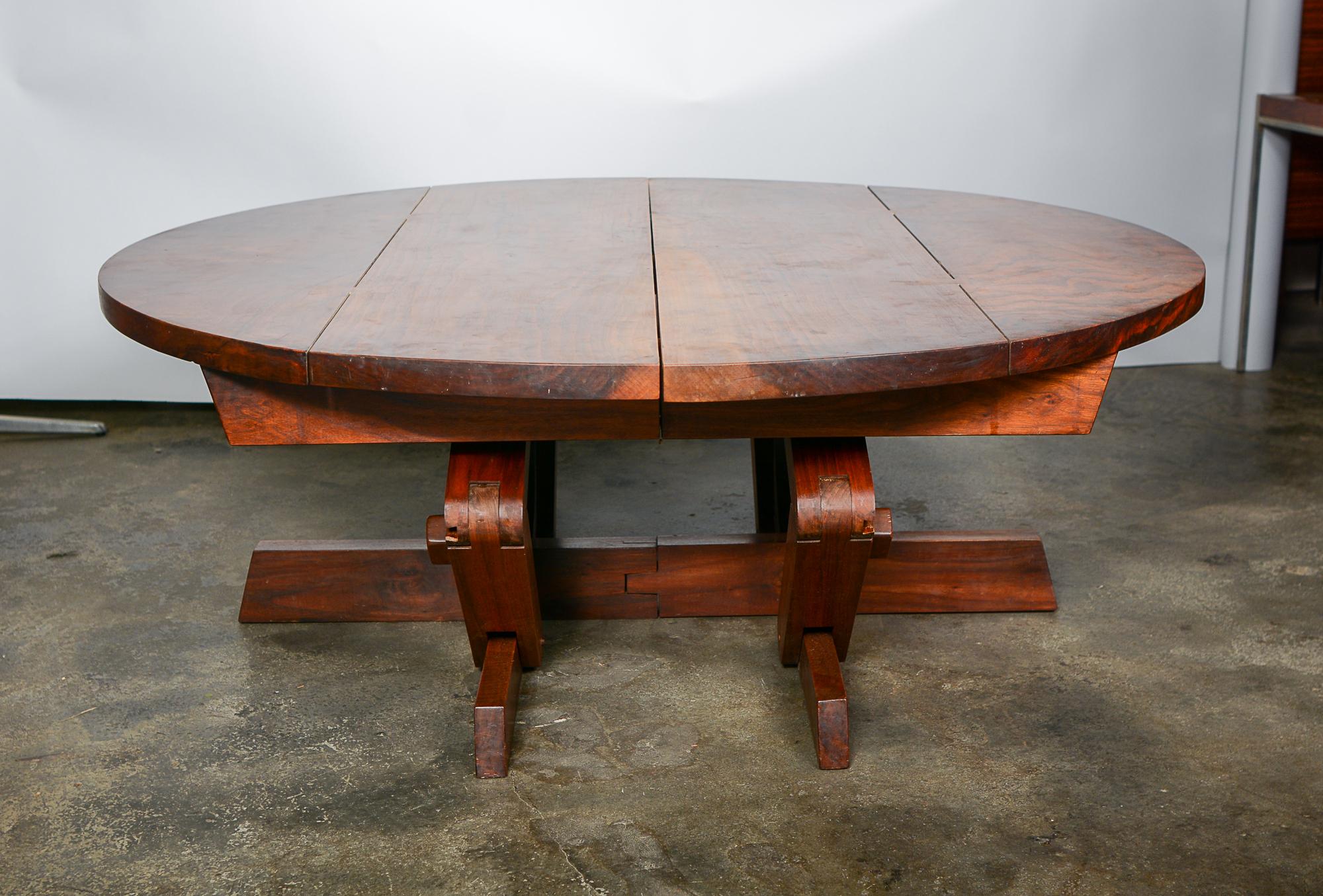 Walnut Dining Table with Four Leaves by Designer and Craftsman Morris Sheppard For Sale 6