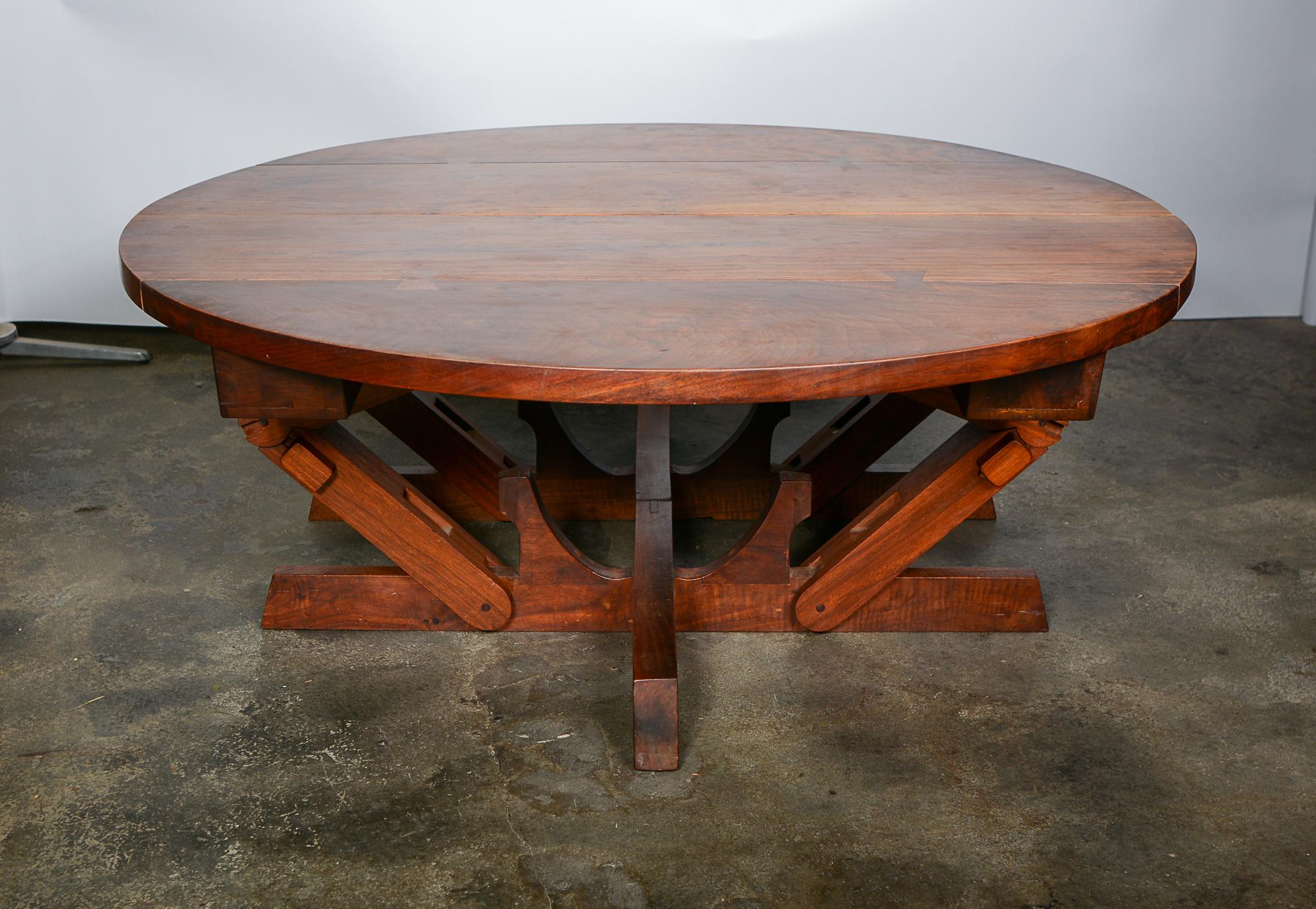 Walnut Dining Table with Four Leaves by Designer and Craftsman Morris Sheppard For Sale 8